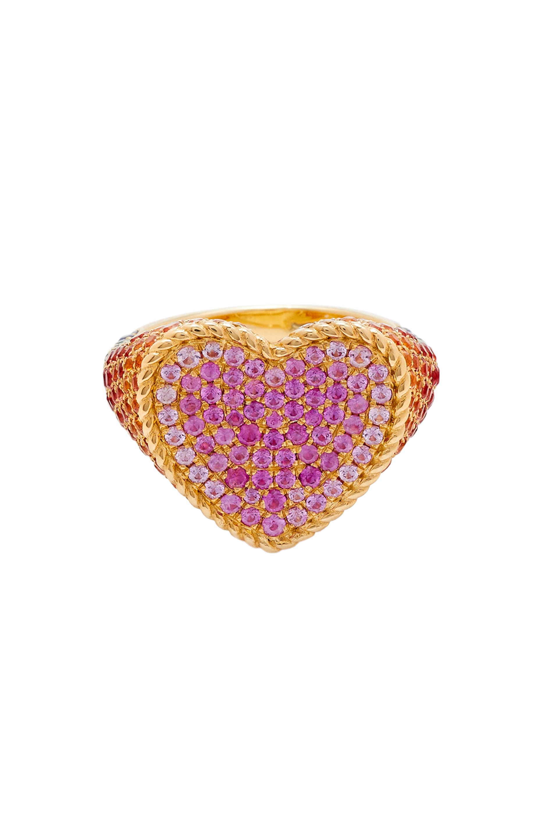 Baby Heart Ring, 18k Yellow Gold with Multicolored Sapphire