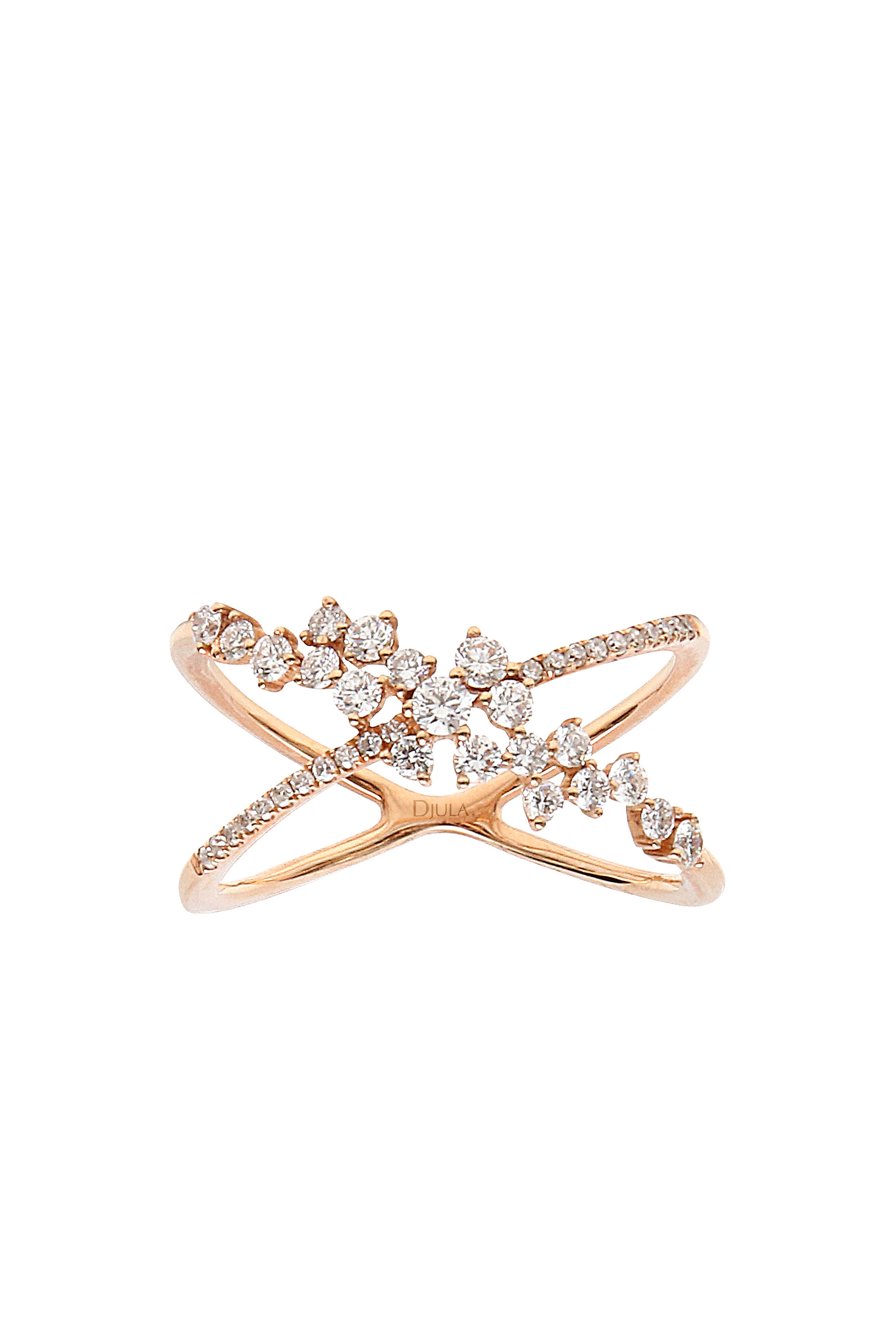 Fairytale Crossed Ring, Rose Gold & Diamonds