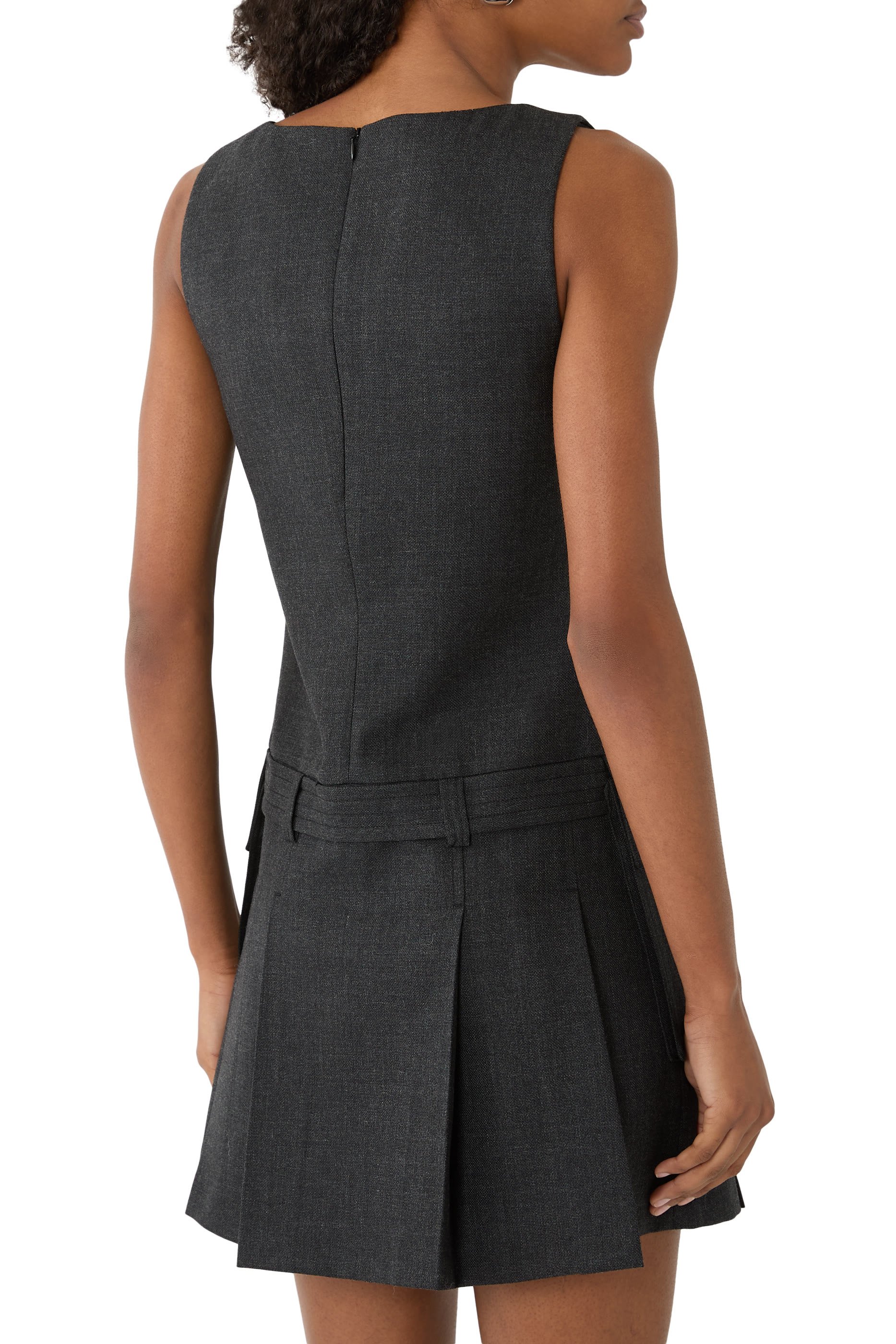  Wool Suiting Belted Mini Dress