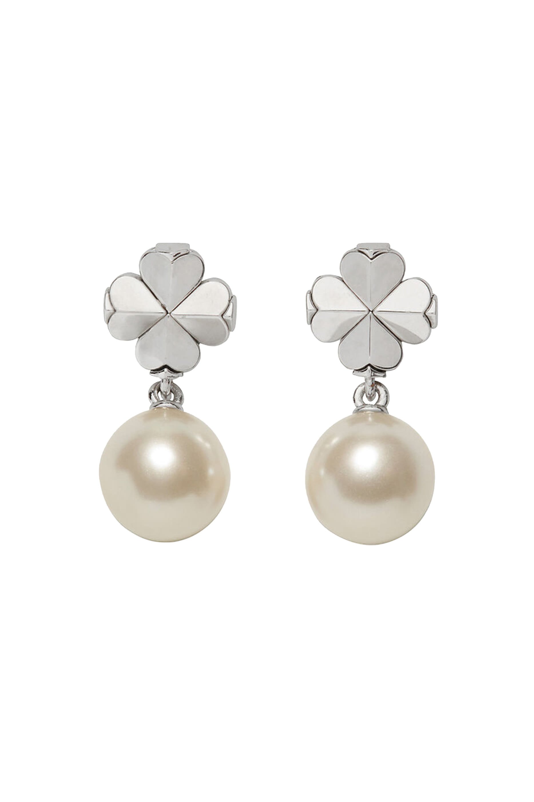 Spade Flower Pearl Drop Earrings