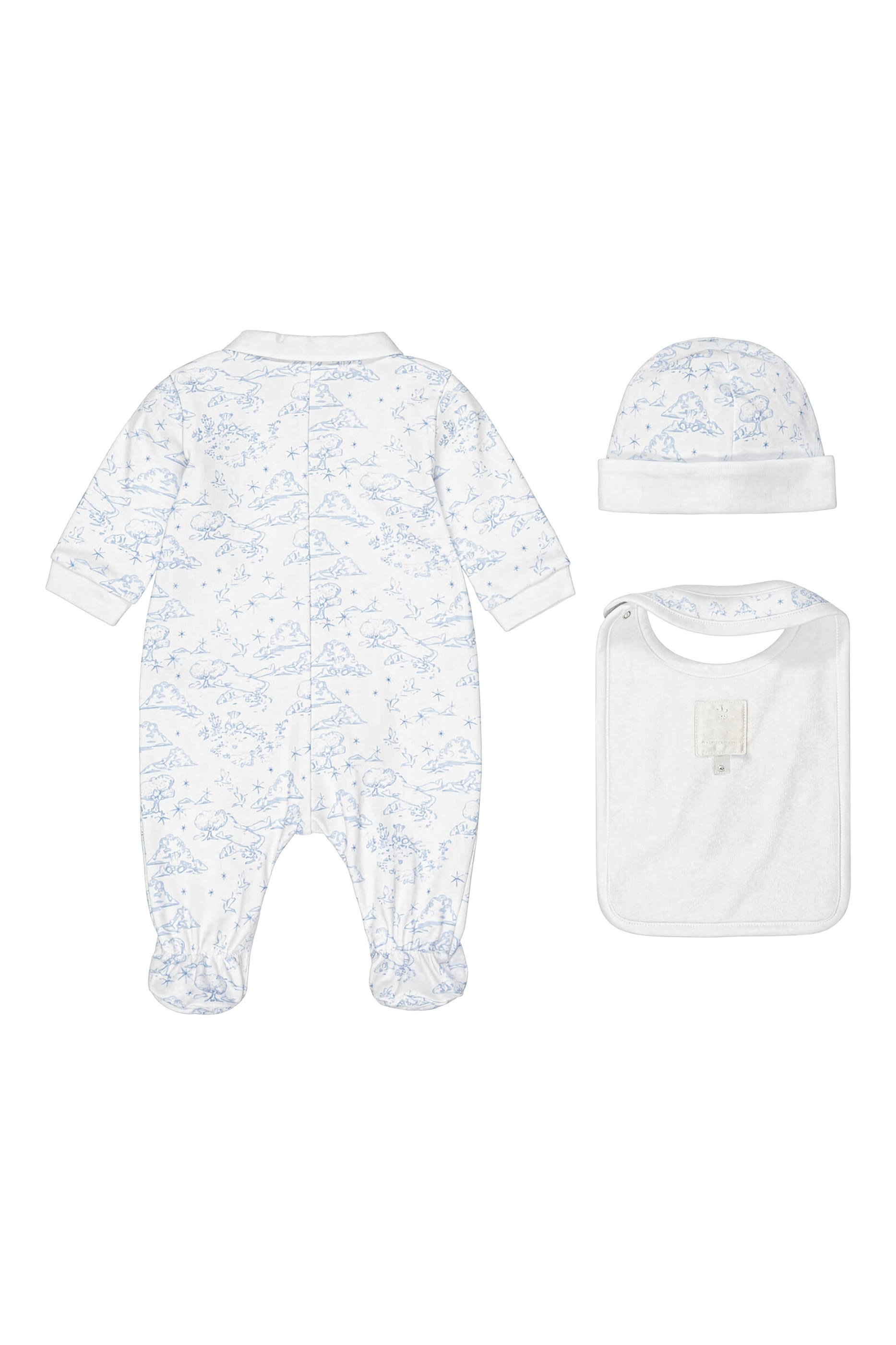 Kids Cotton Jumpsuit, Bib & Hat Set 