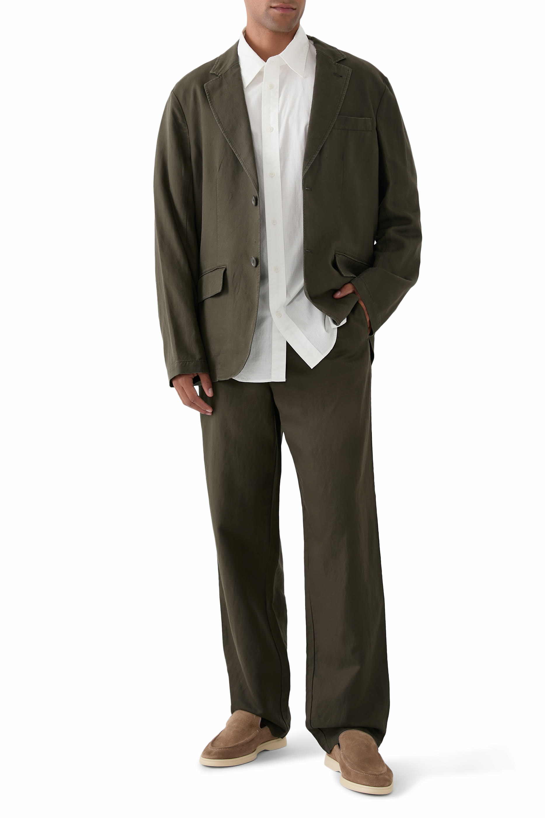 Single-Breasted Jacket in Linen and Lyocell