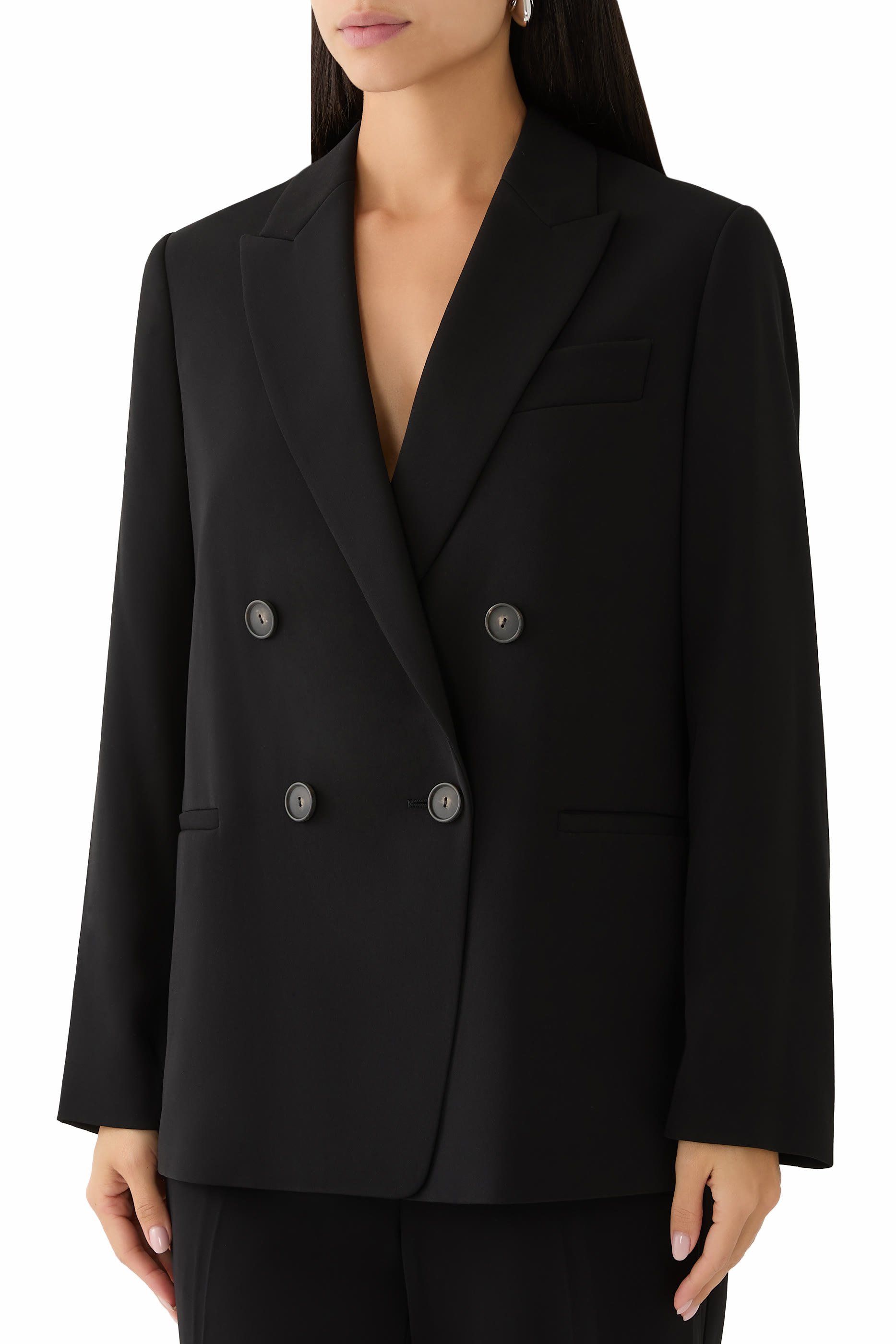 Crepe Double-Breasted Blazer