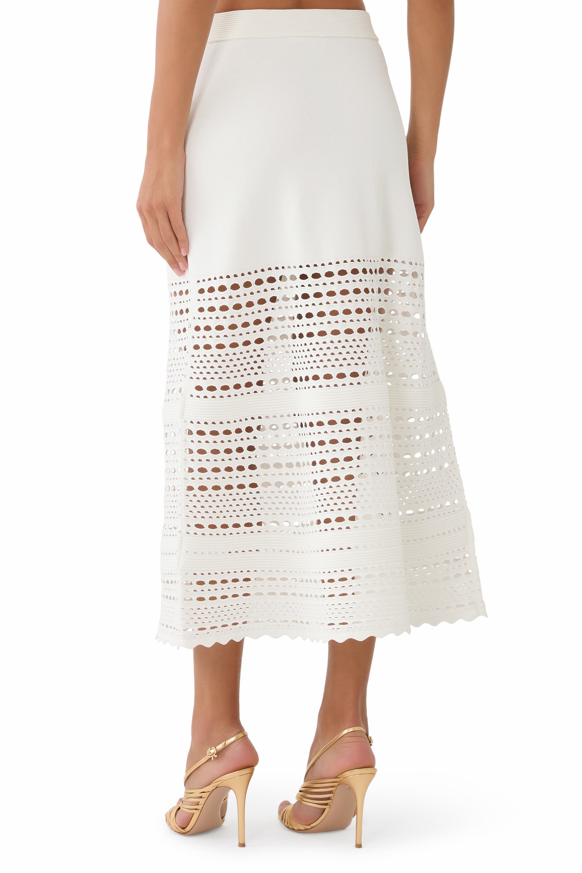 Westly Open Stitch Midi Skirt 