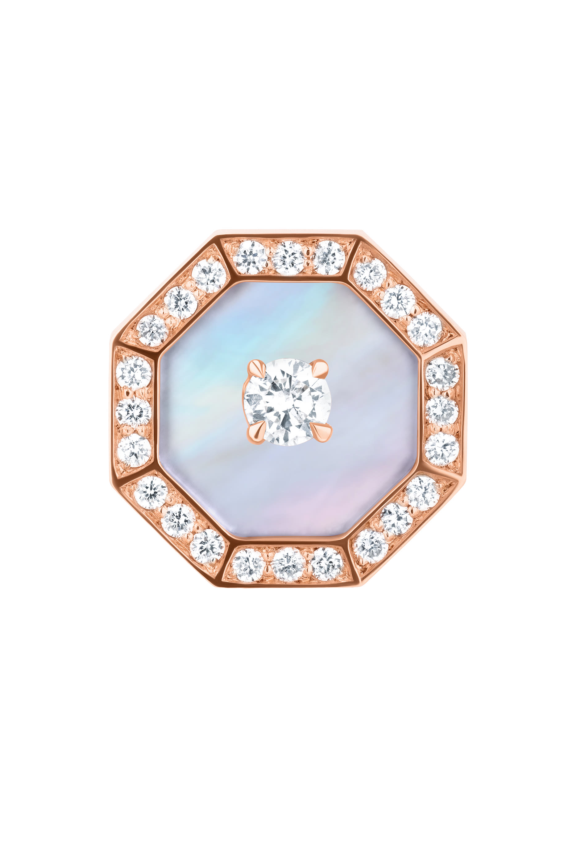  Ahjar Birwaz Stud Earrings, 18K Rose Gold with Diamonds & Mother of Pearl