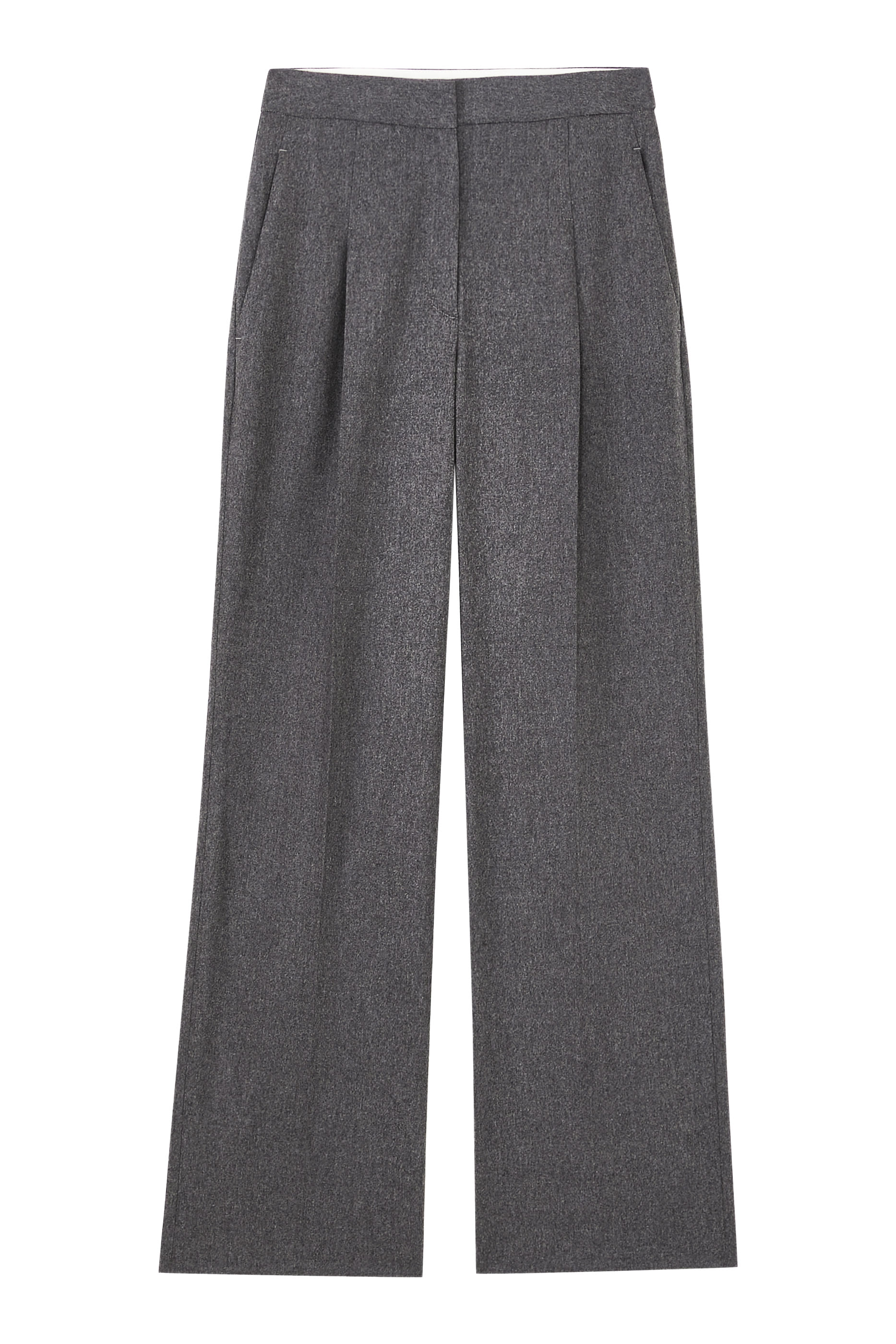 Juno Pleated Wool-Blend Wide-Leg Pants
