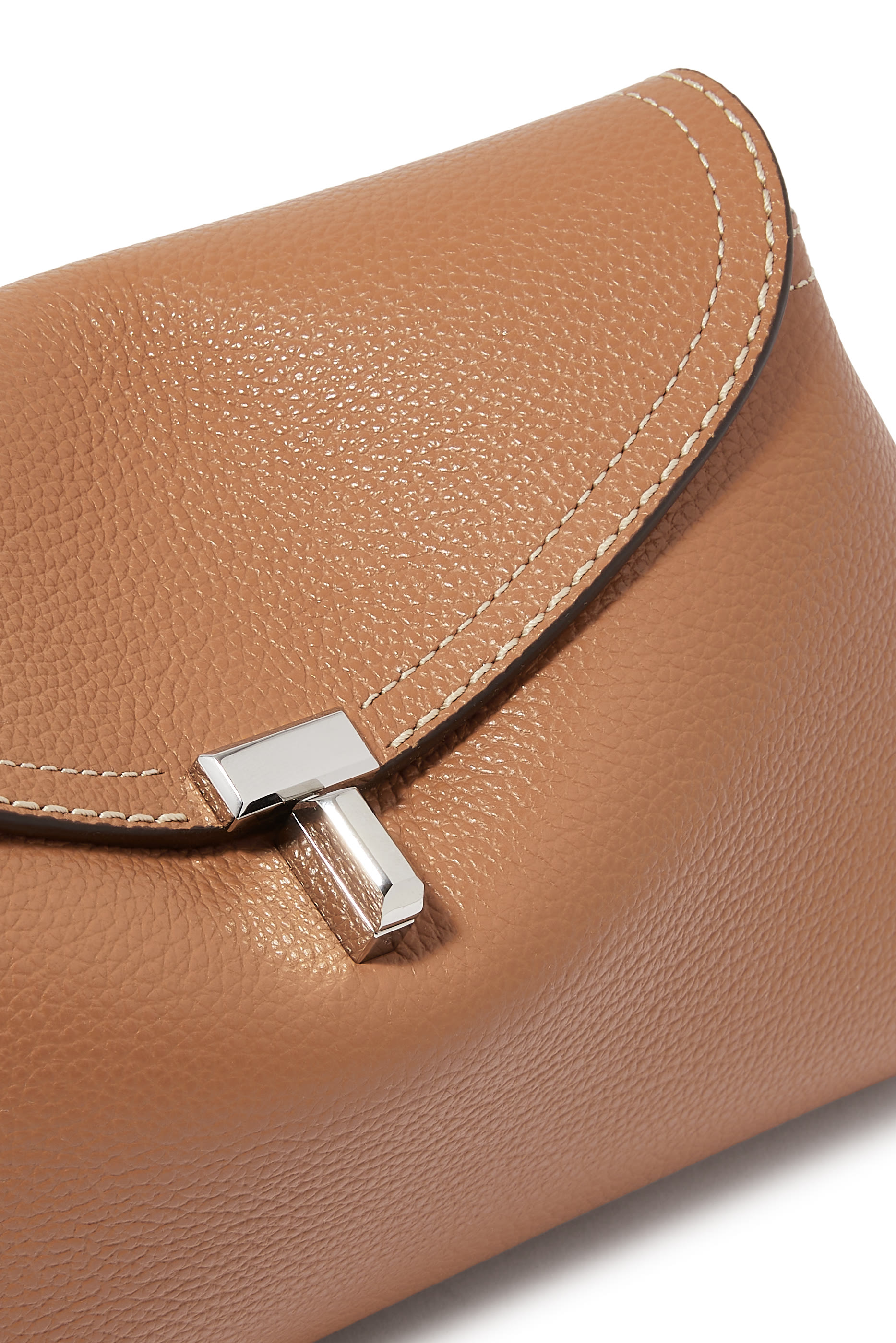 T-Lock Grained-Leather Clutch
