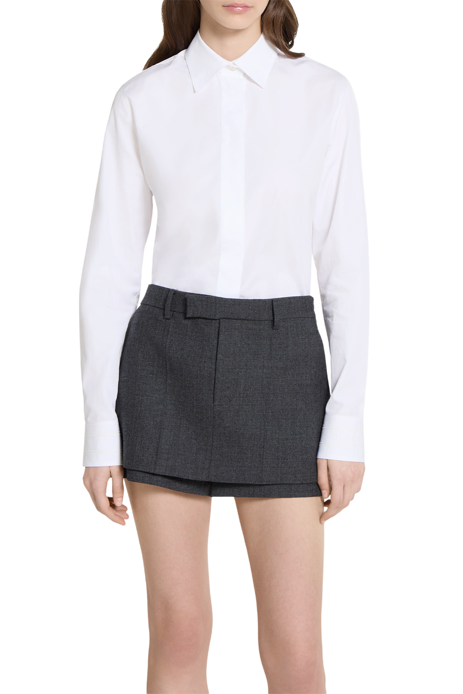 Logo Embroidered Cotton Poplin Shirt