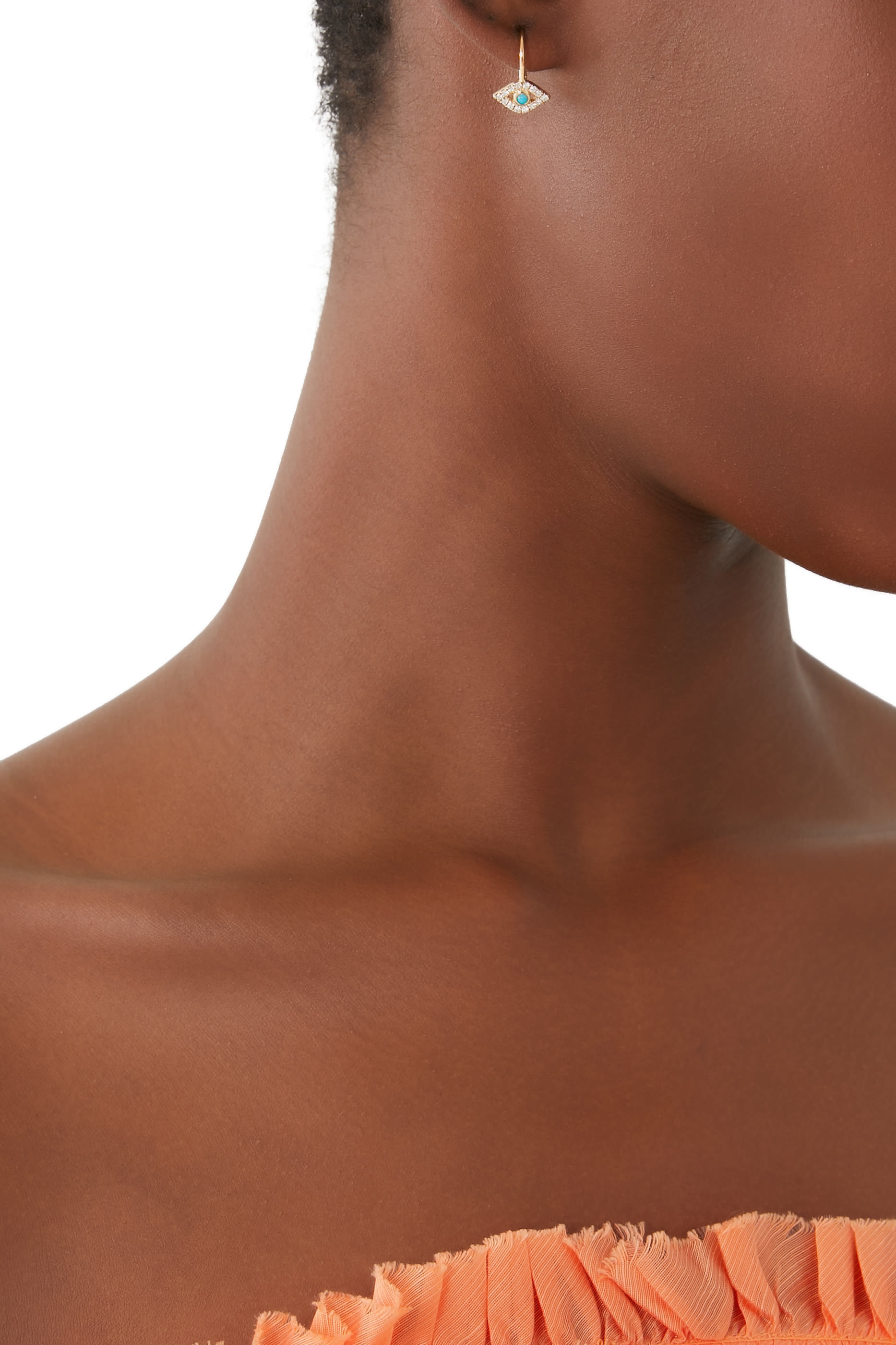 Evil Eye Earrings, 14K Gold & Diamond