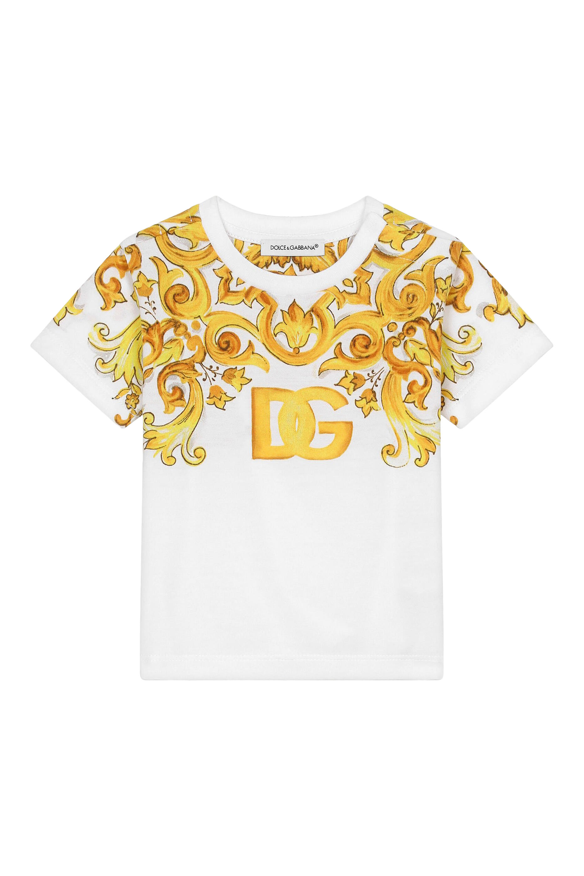 Kids Jersey Shirt with Yellow Majolica Print