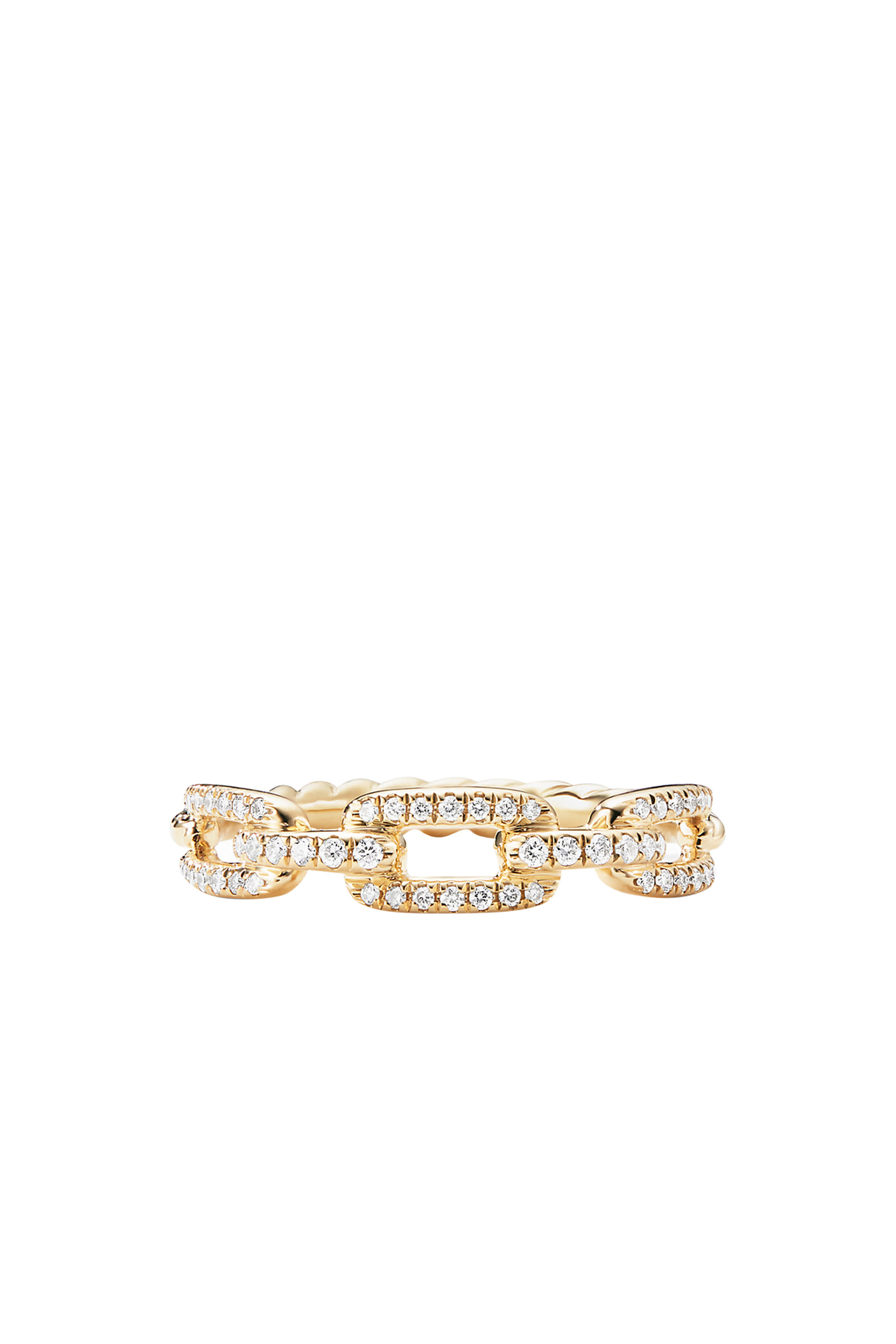 Stax Chainlink Ring, 18K Yellow Gold & Diamonds