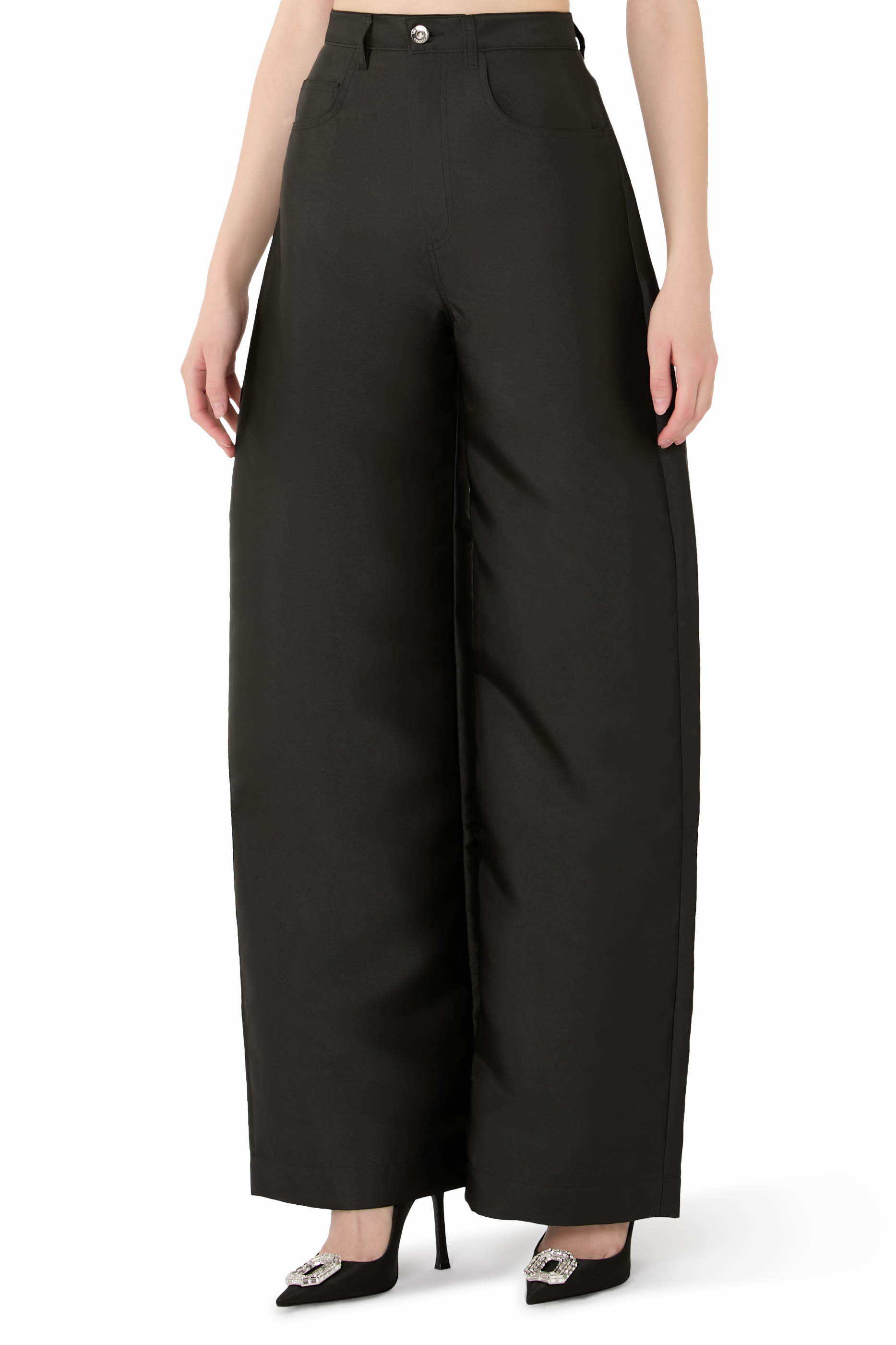 Boyfriend-Style Heavy Satin Trousers