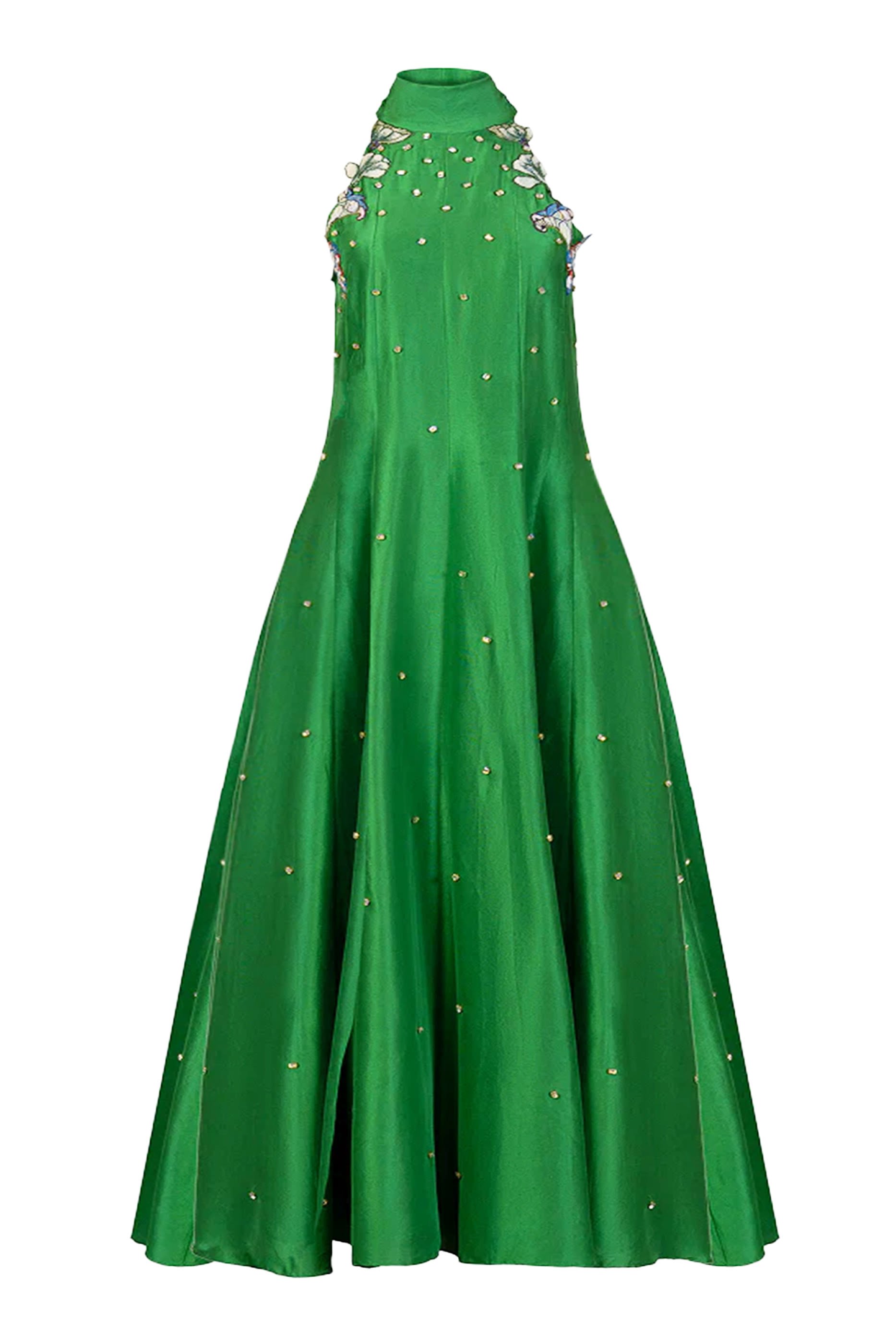  Lush Emerald Embroidered Dress
