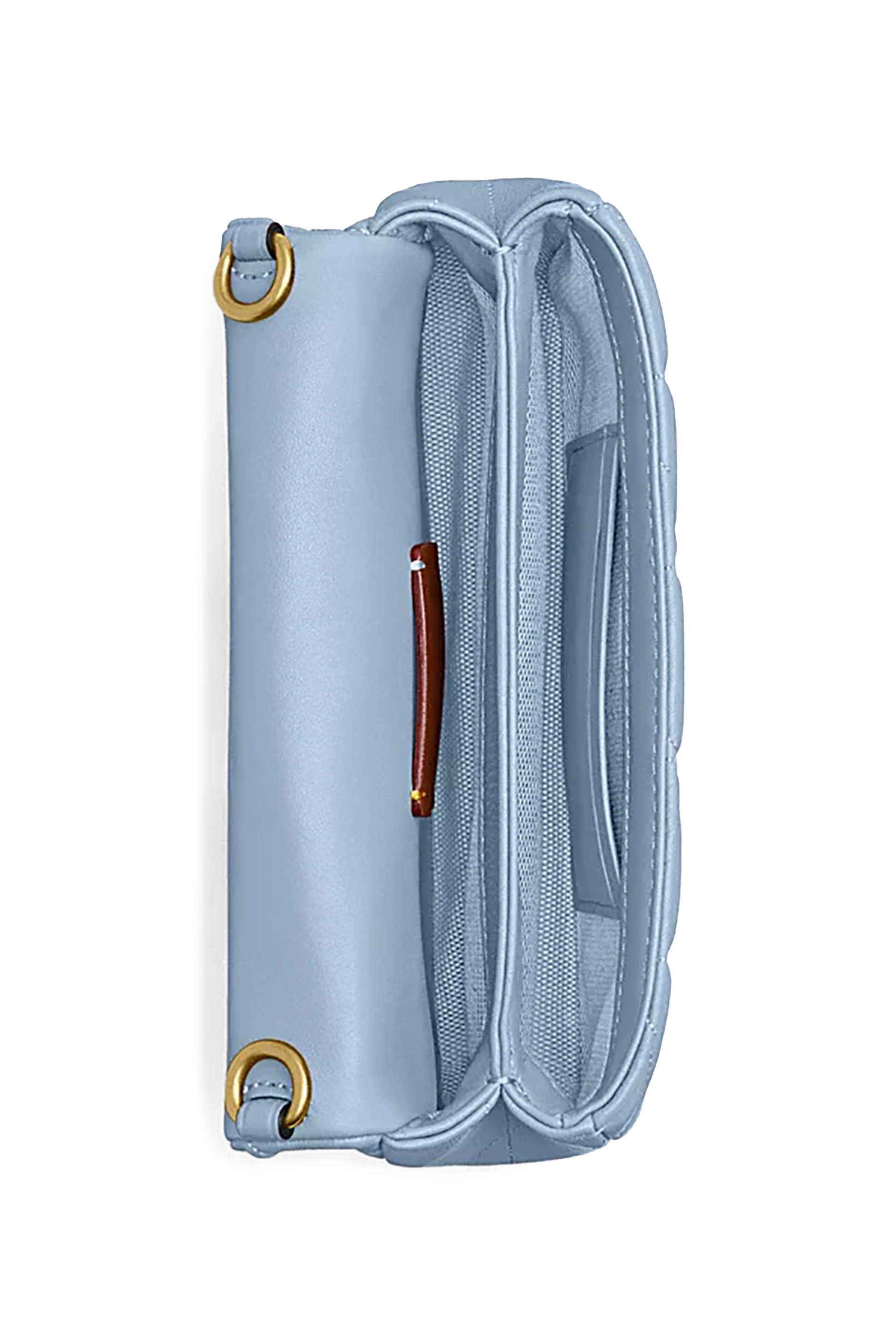 Quilted Pillow Leather Tabby Wristlet With Chain