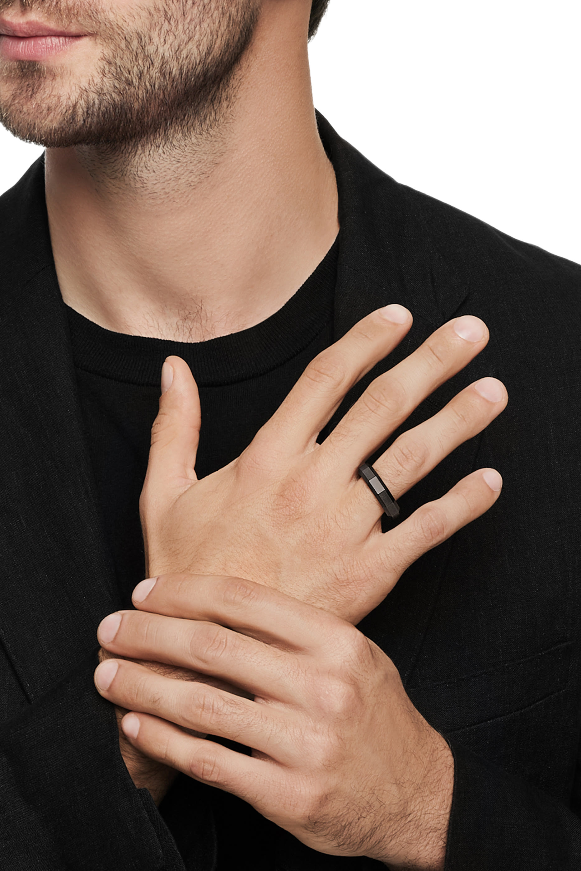 Faceted Band Ring, Titanium