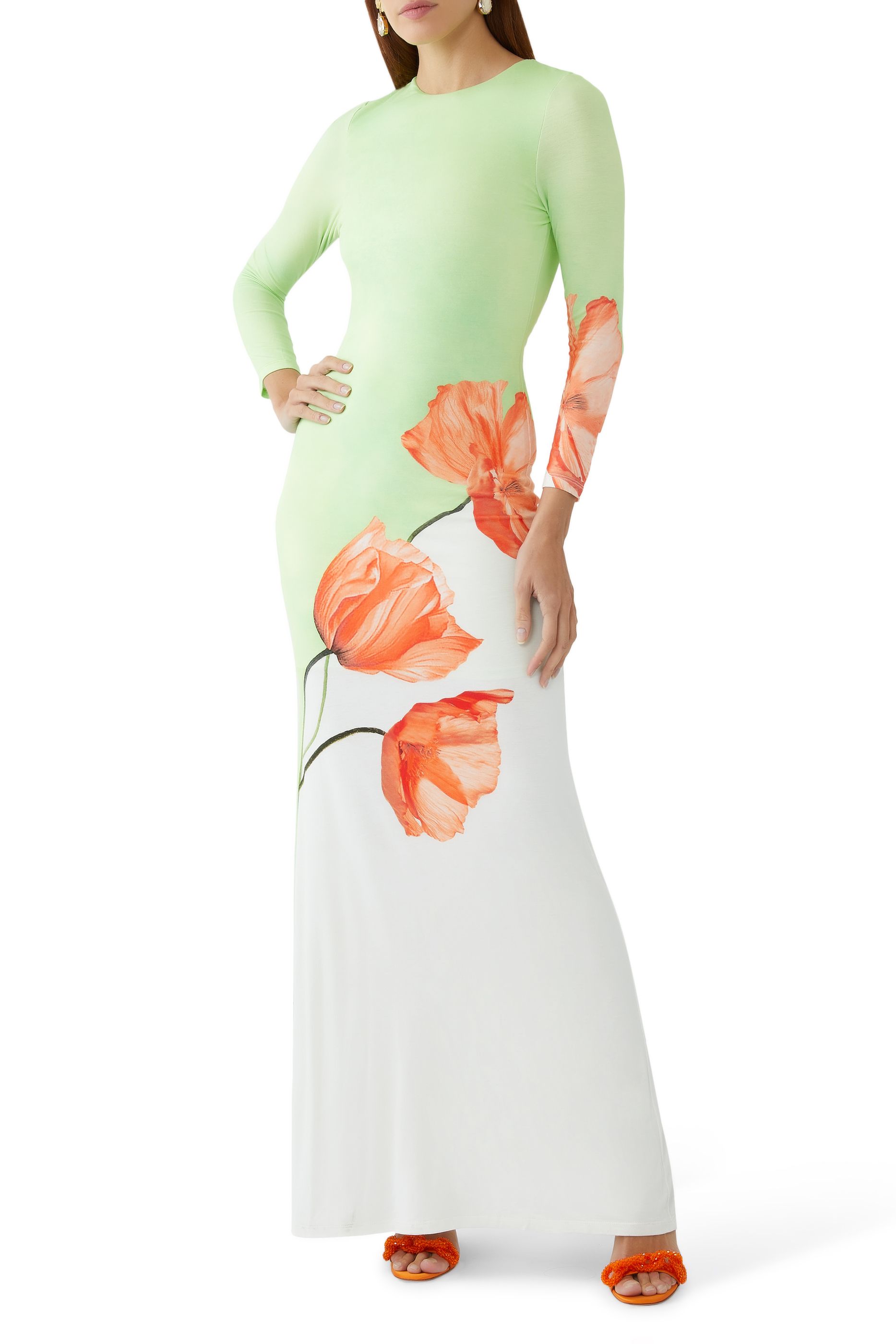 Delora Open Back Crew Neck Maxi Dress