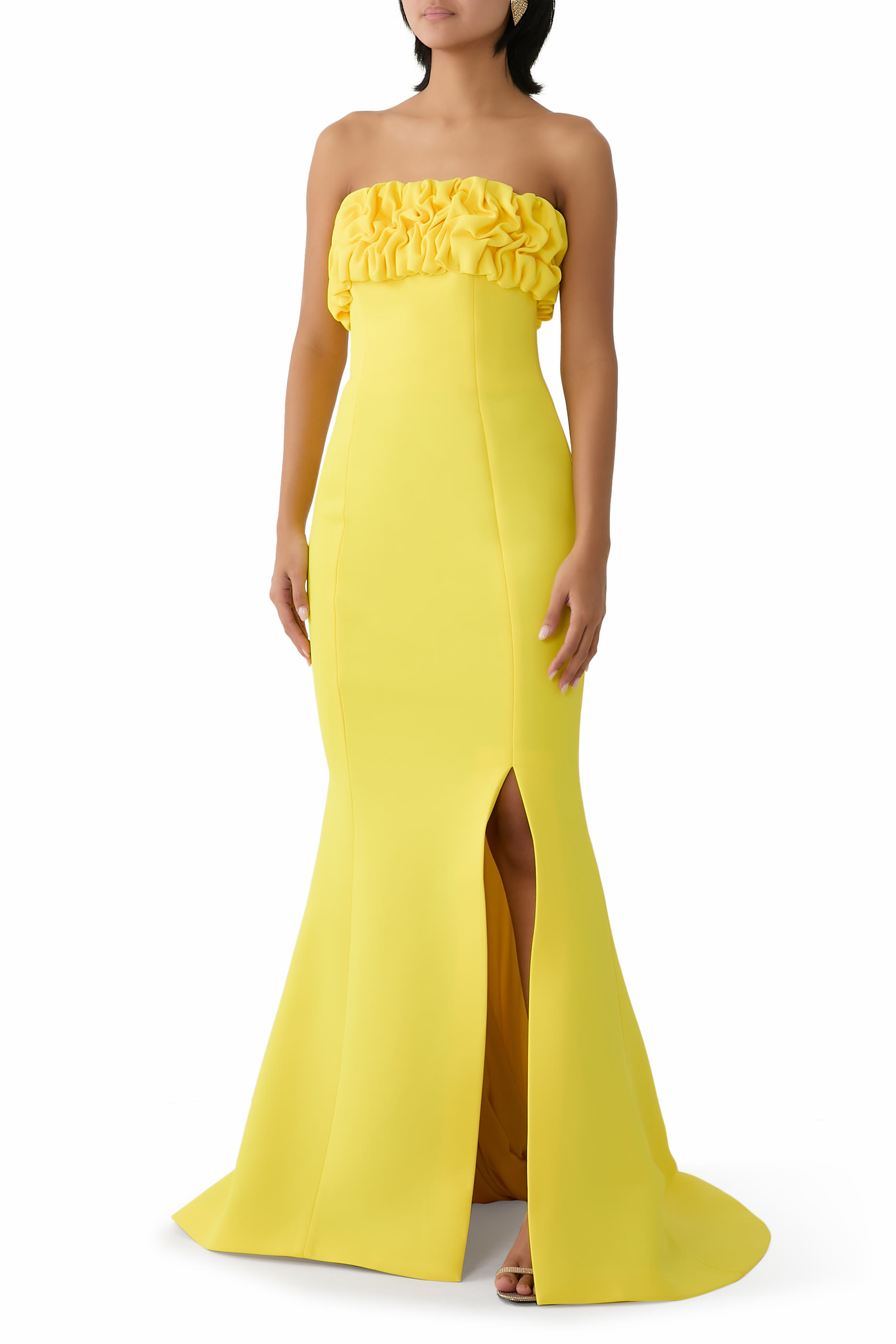 Stunning Strapless Yellow Gown