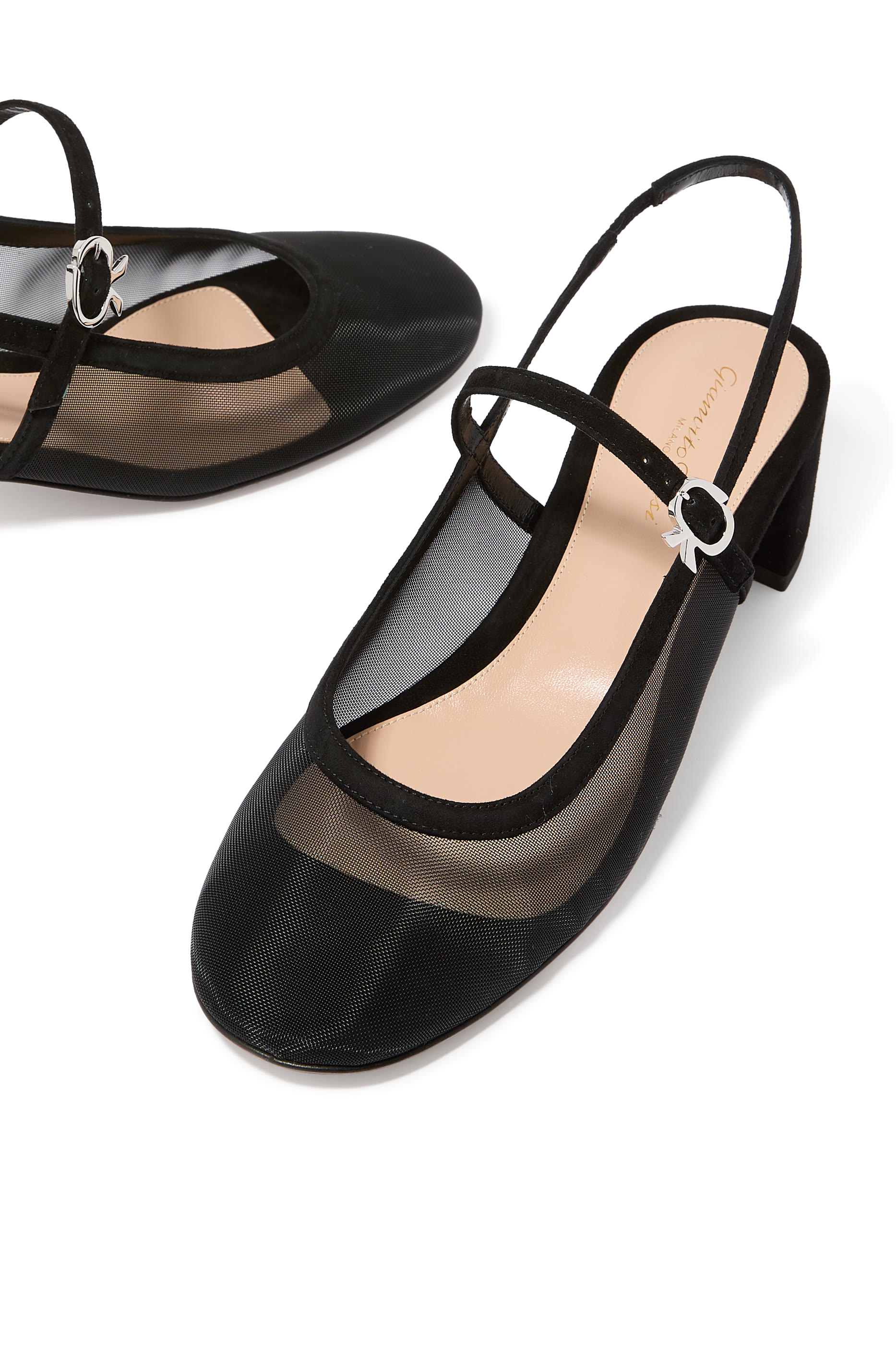 Ribbon Strap 45 Block Heel Pumps