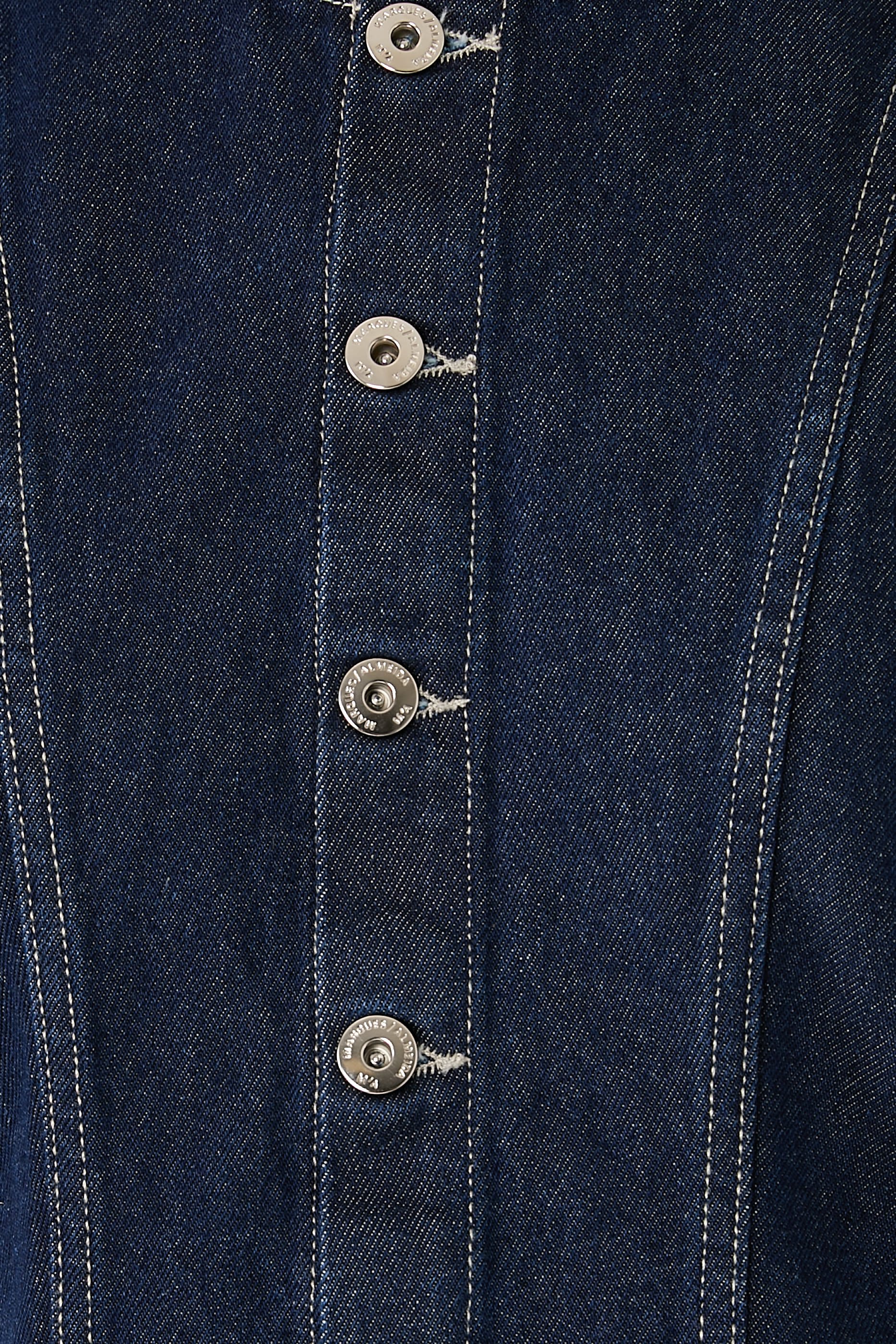 Button-Up Denim Peplum Vest