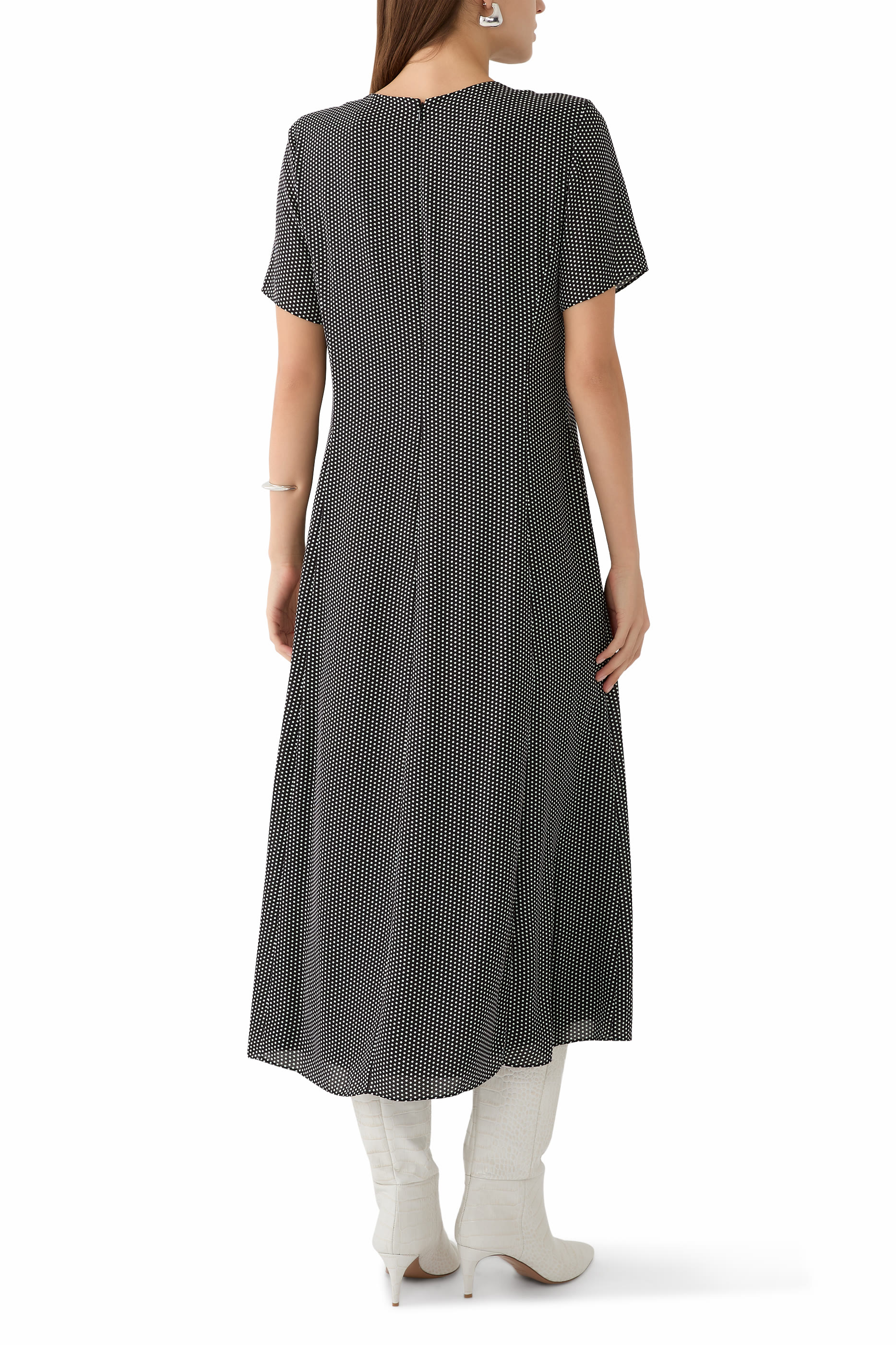 Short Sleeves Flared Midi Dress