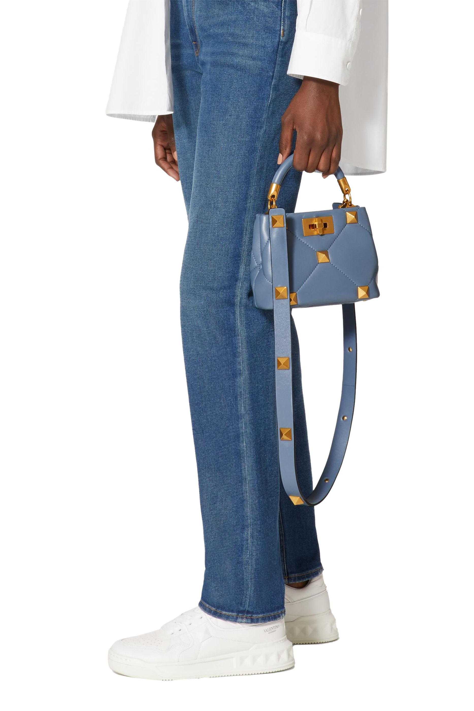  Roman Stud Small Top-Handle Bag