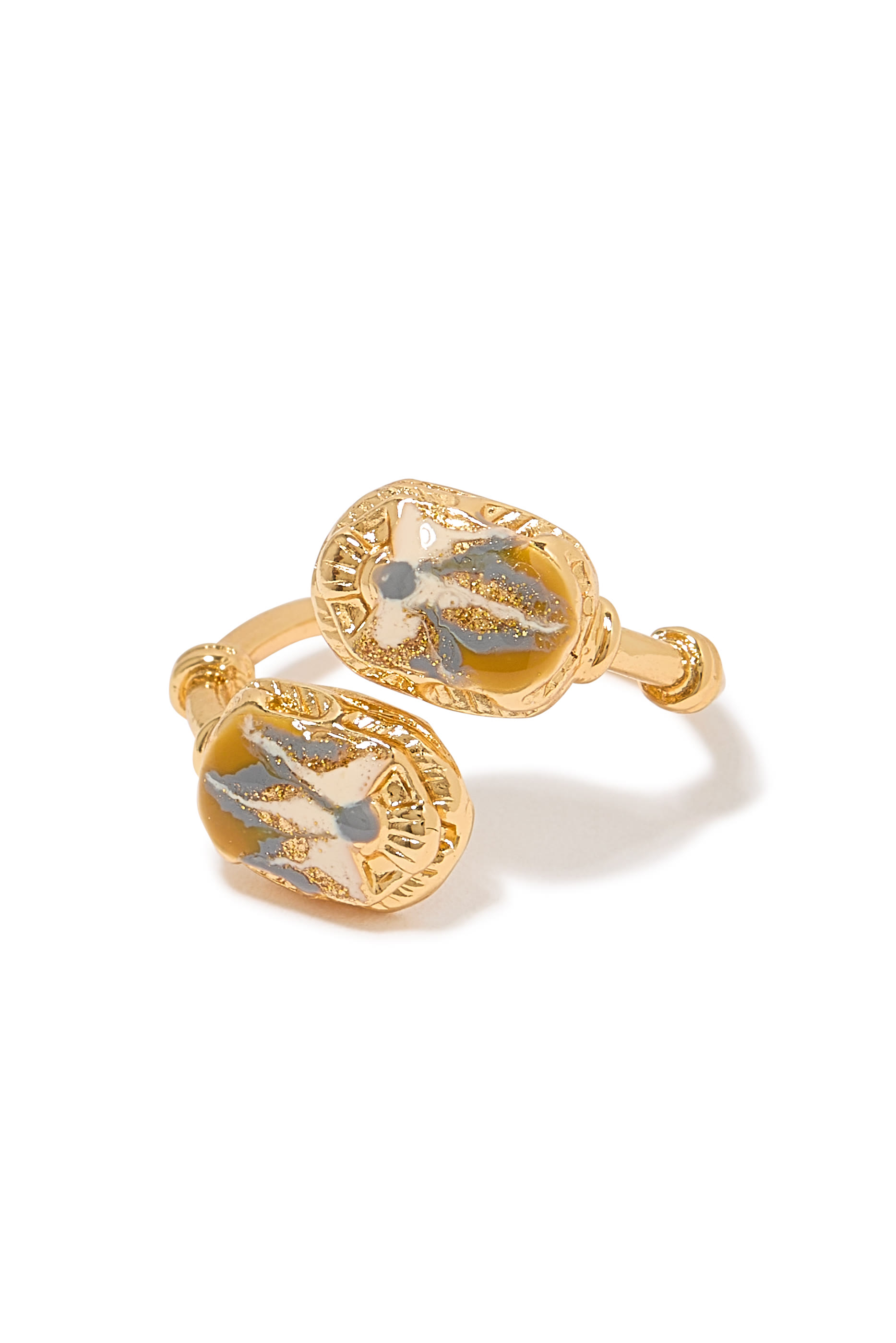 Duality Scaramouche Ring, Gold-Plated Brass & Enamel