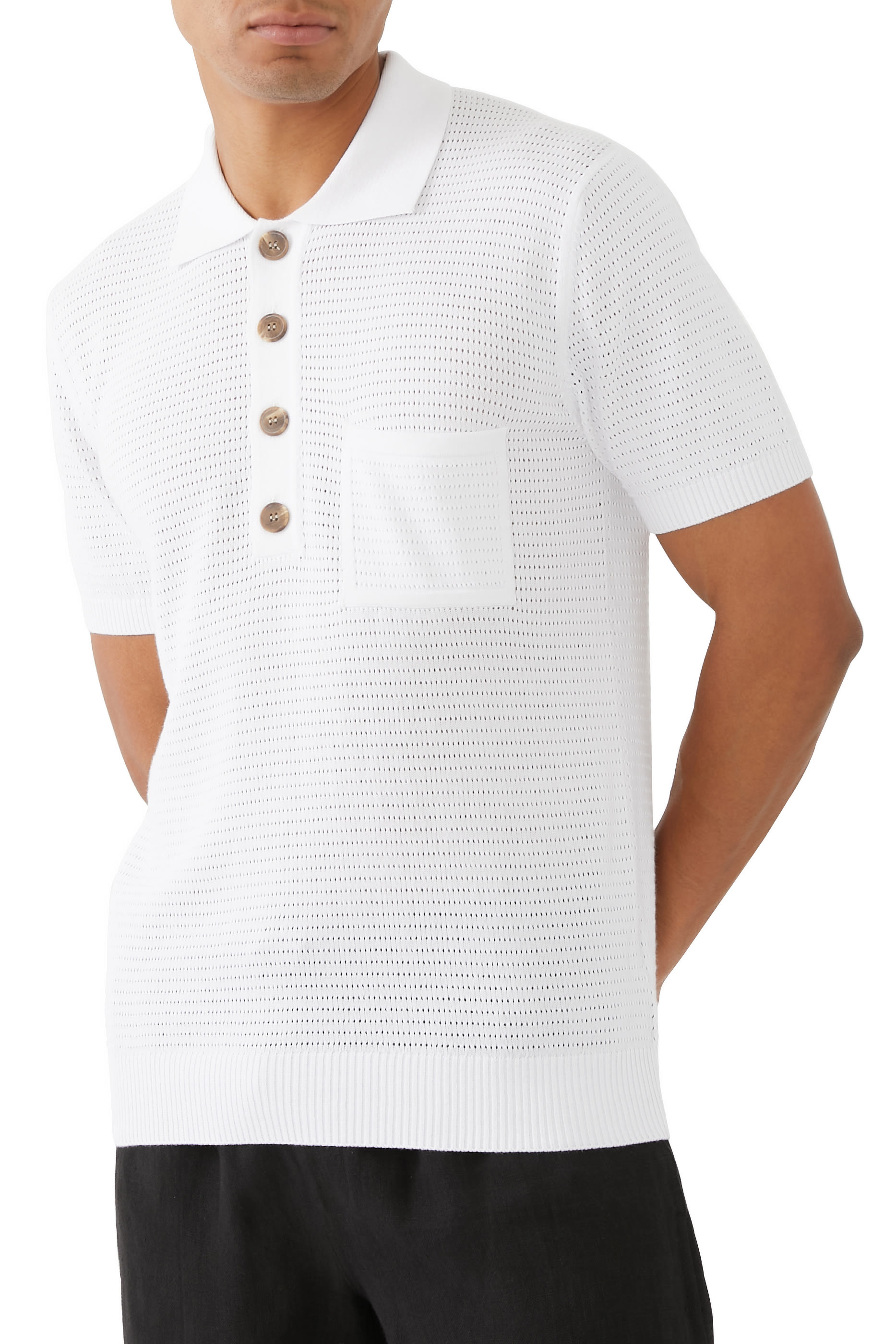 Perforated Polo Sweater