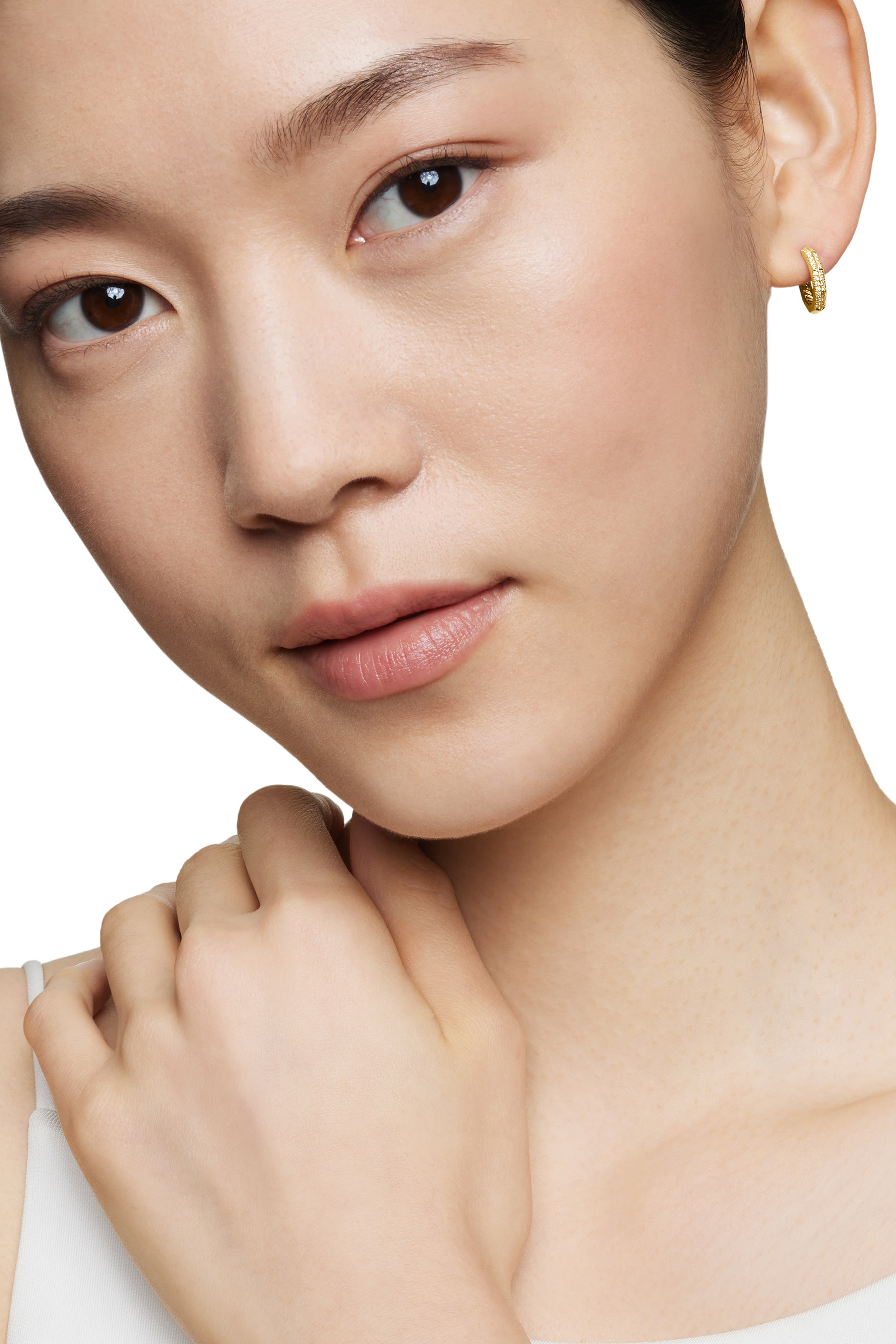 Stax Faceted Huggie Hoop Earrings, 18k Yellow Gold & Diamonds