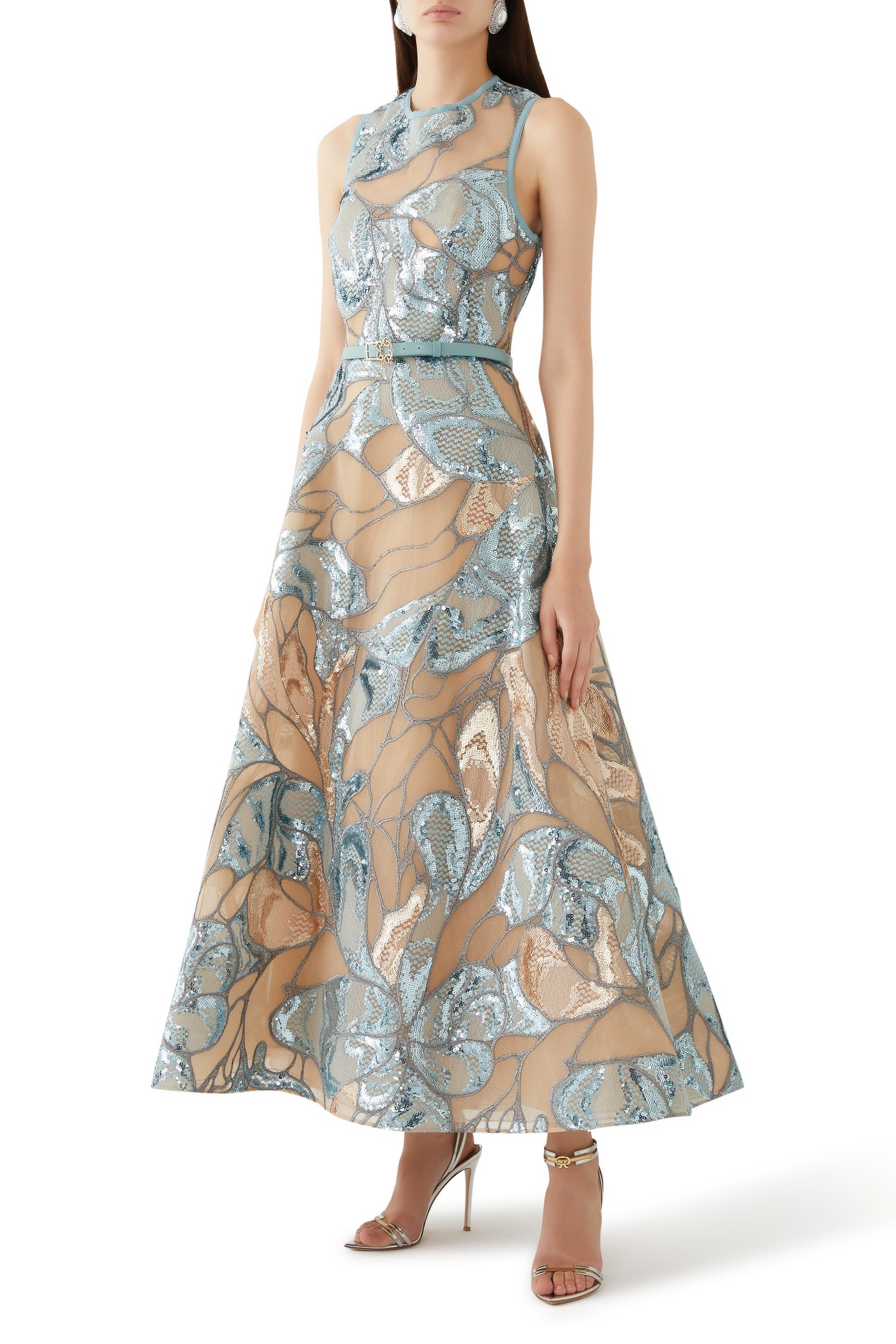 Tulle Embroidered Midi Dress