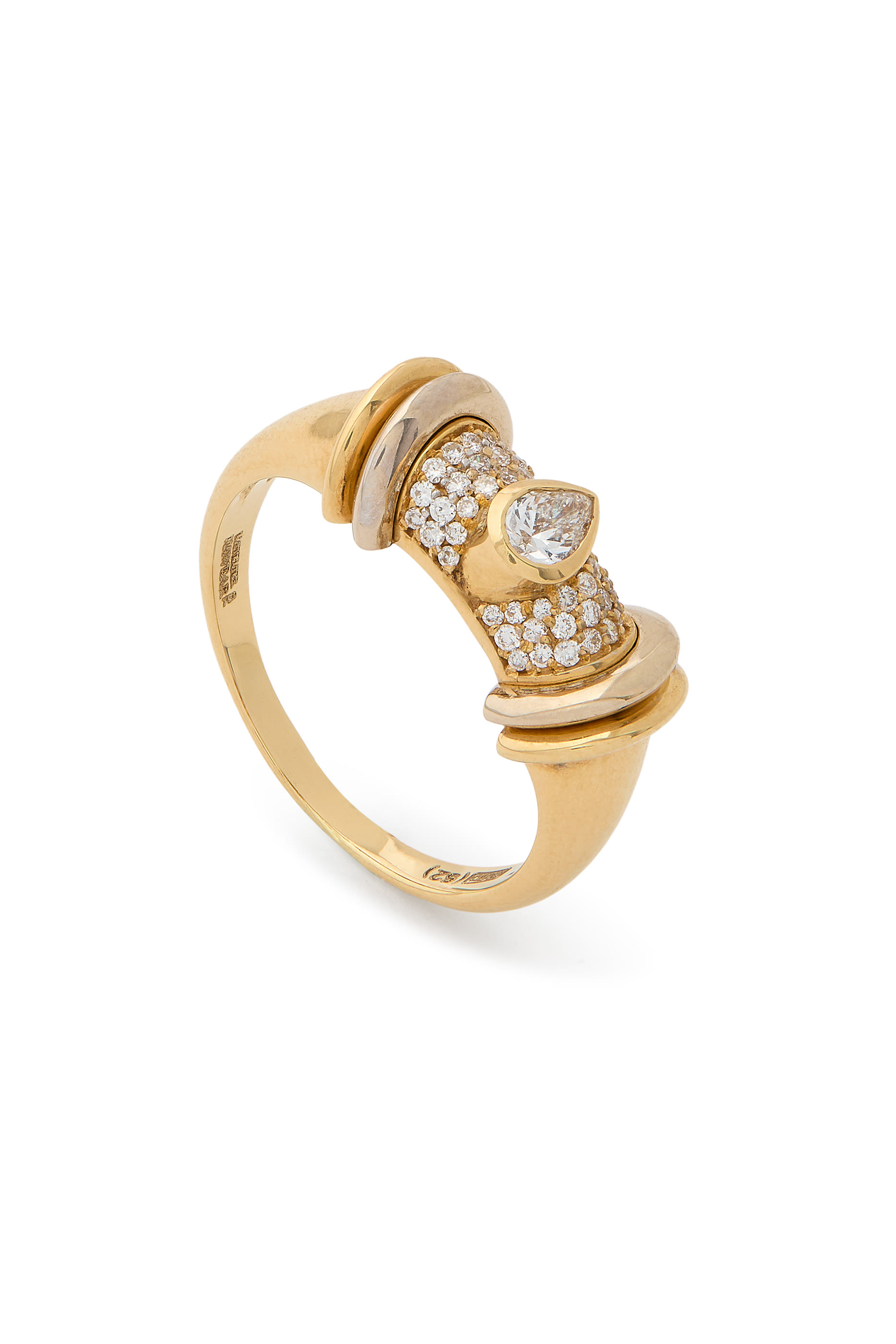 Warrior Drop Ring, 18K Yellow Gold & Diamonds