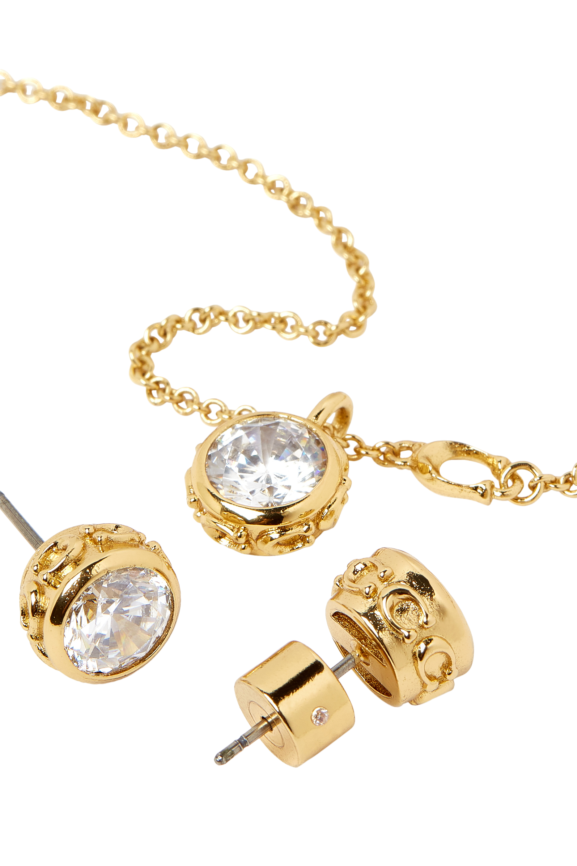 Stone Stud Necklace & Earrings Set