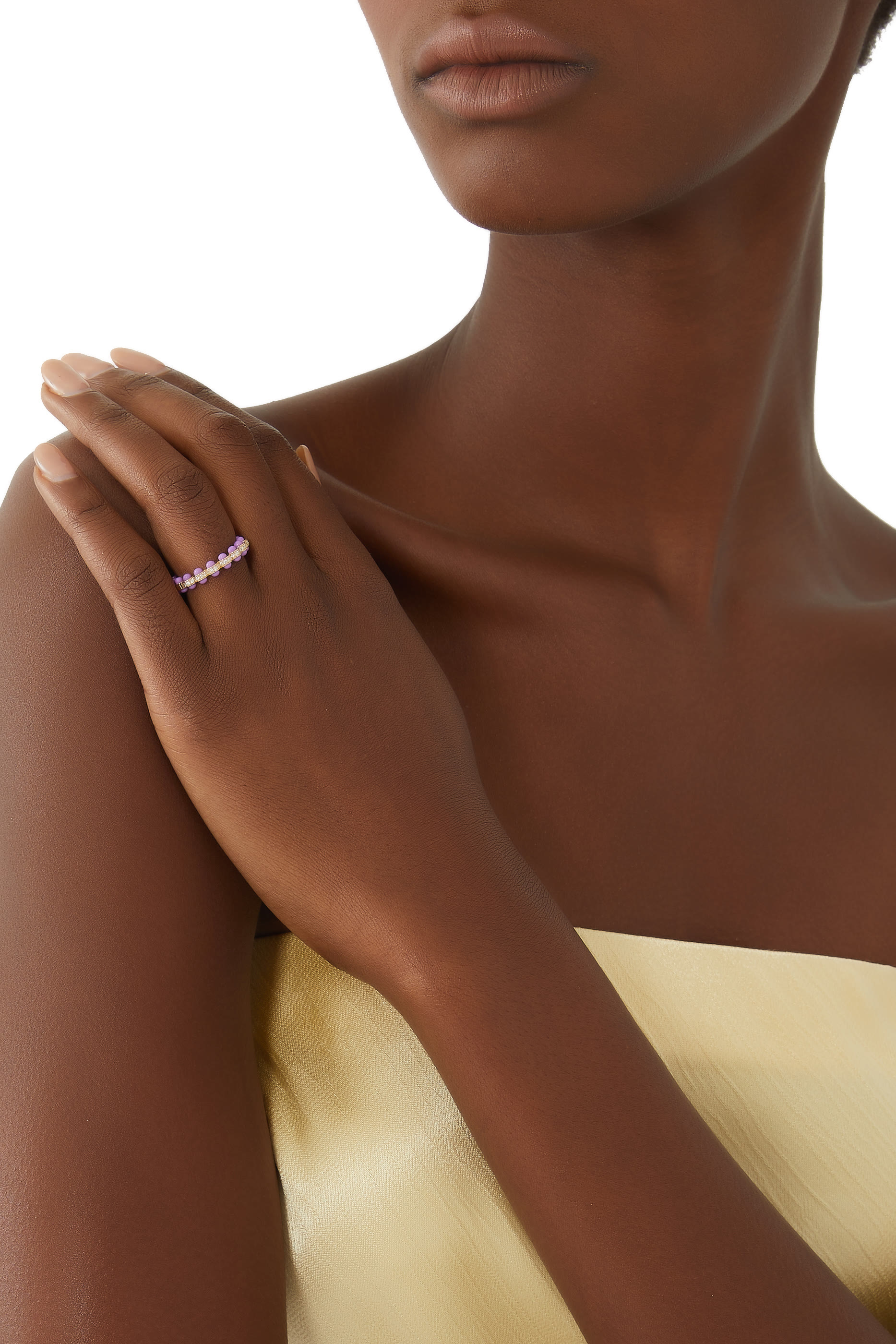 The Purple Atom Ring , 18K Yellow Gold with Diamonds