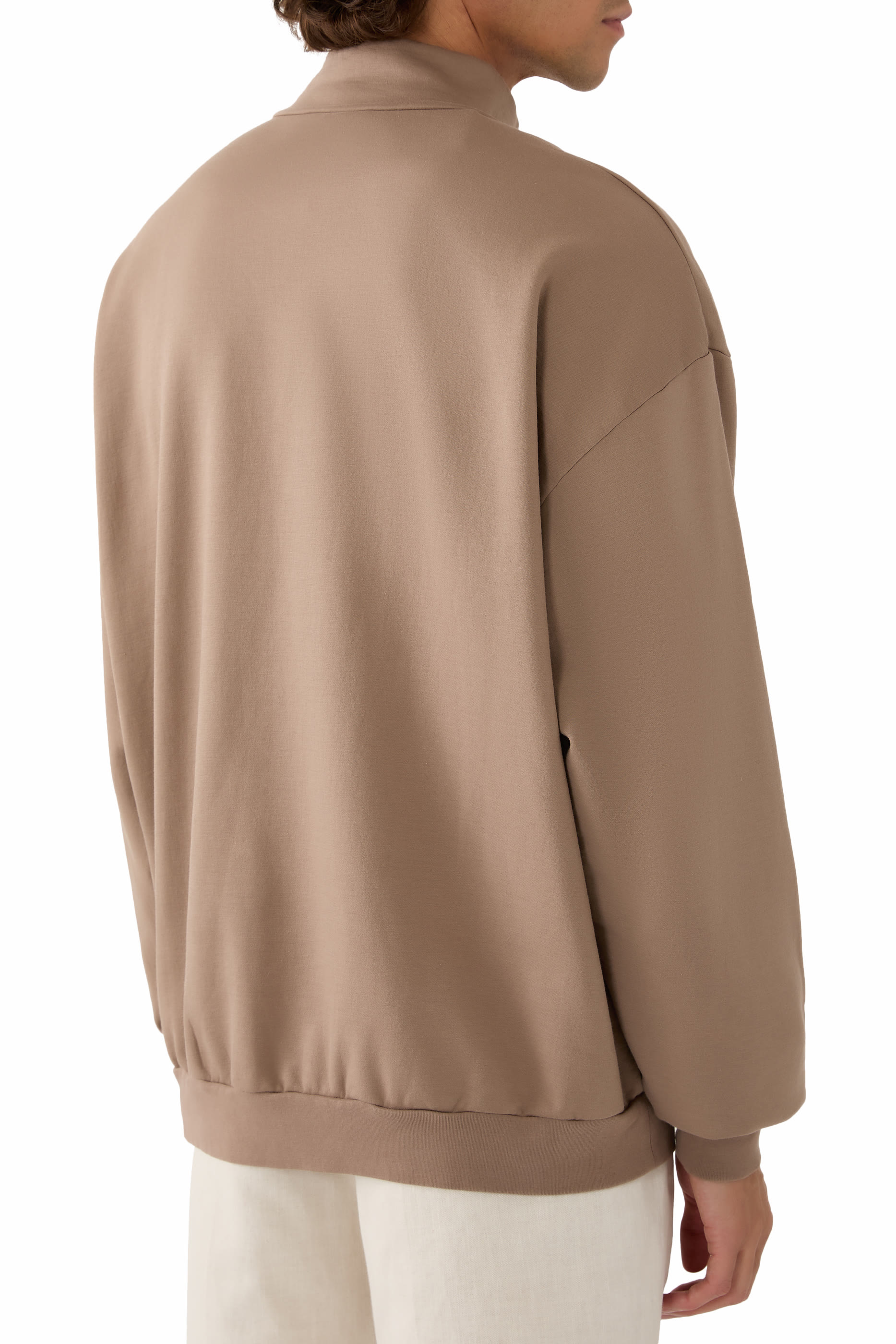 Elastic High Gauge Sweat Half Zip Polo