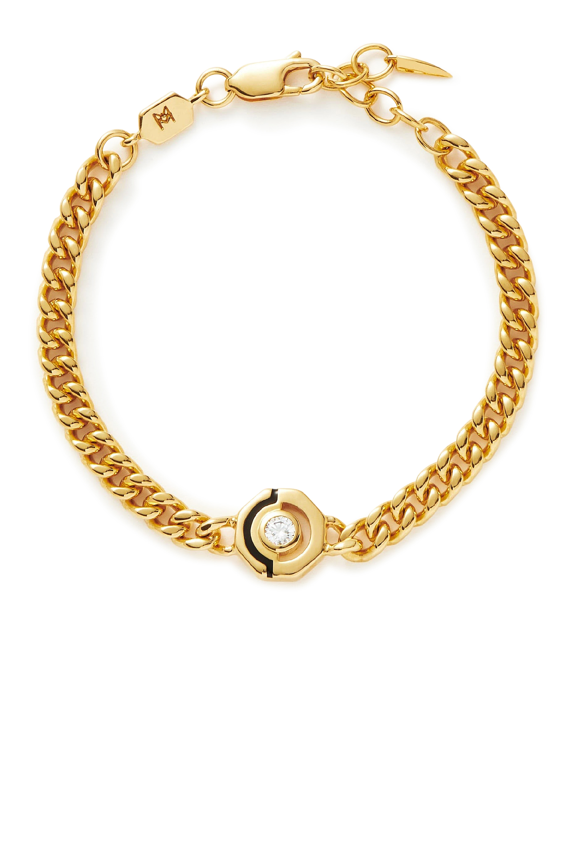 Floating Hex Pendant Bracelet, 18k Gold-Plated Brass