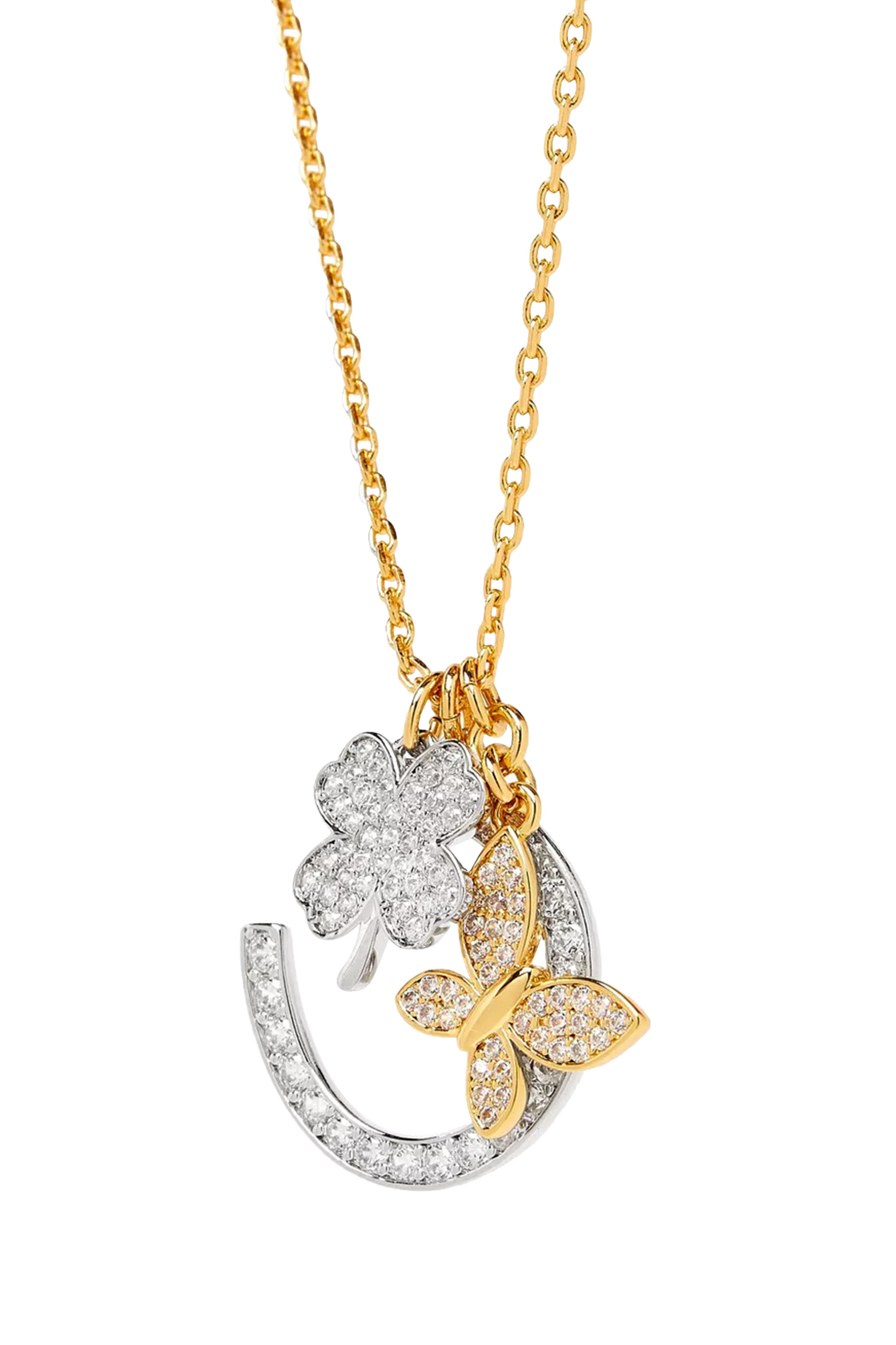 Lucky Charm Statement Pendant, Plated Metal & Cubic Zirconia