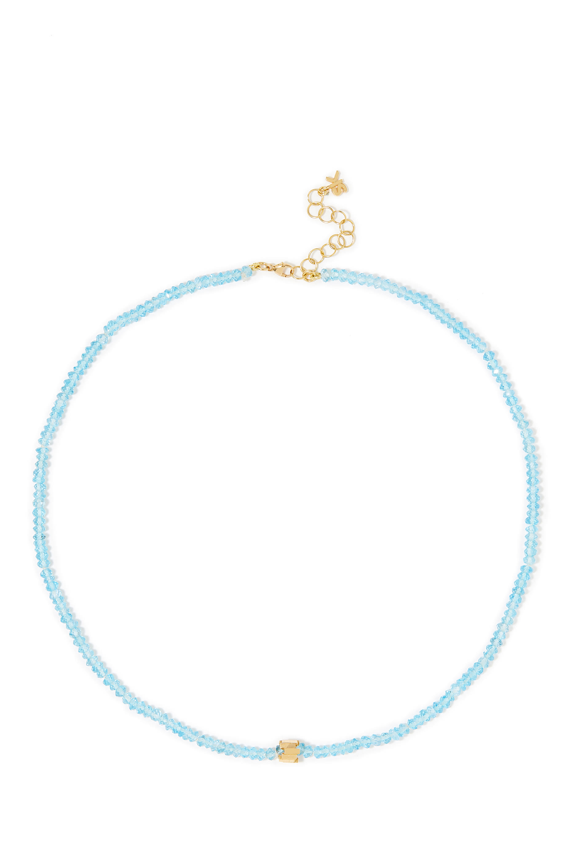 Infinite Beaded Topaz and Mini Rondelle Necklace, 18k Yellow Gold & Blue Topaz Beads