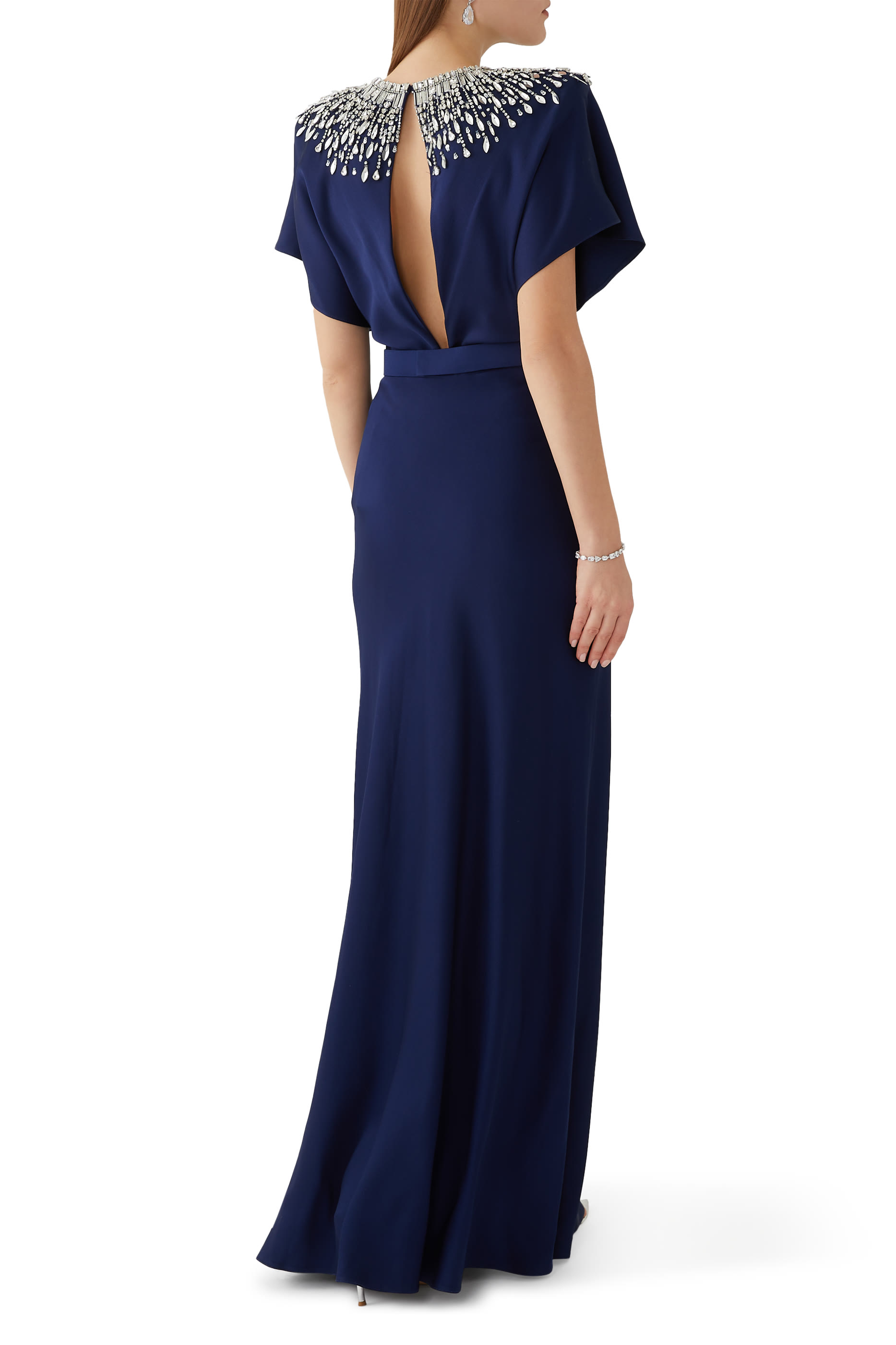 Short Sleeve Beaded Gown