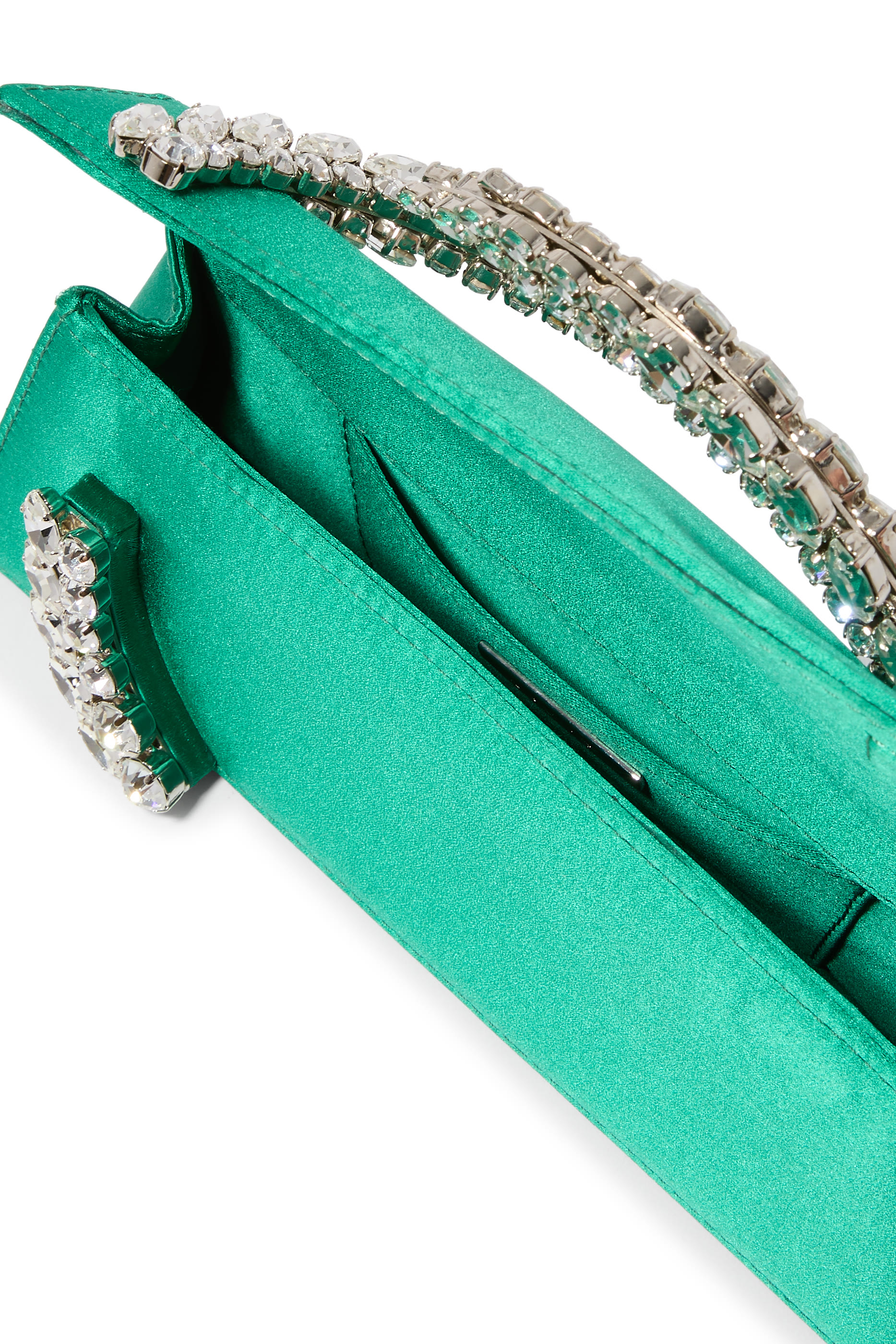 Karma Stone-Encrusted Satin Clutch Bag