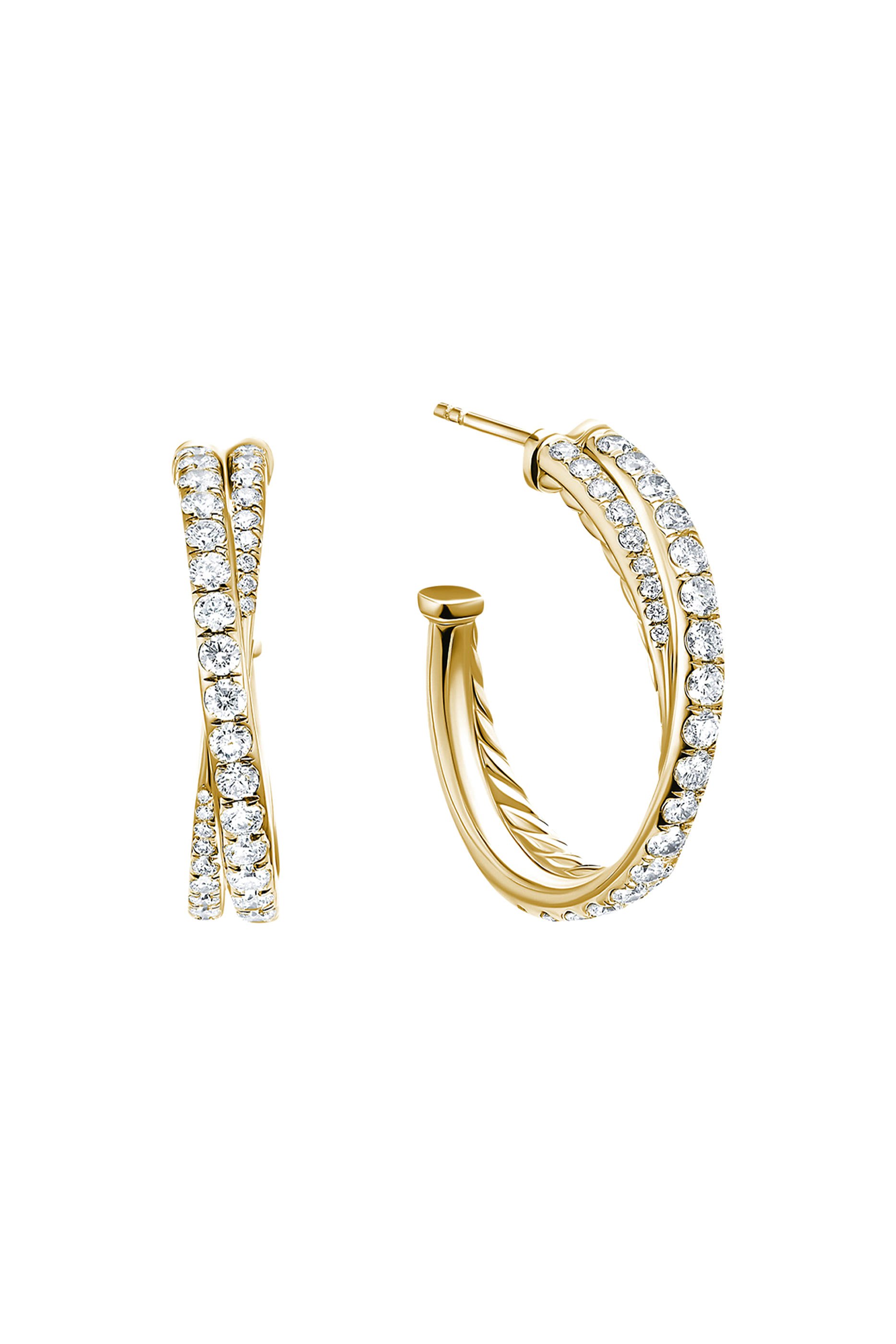 Pavé Crossover Hoop Earrings
