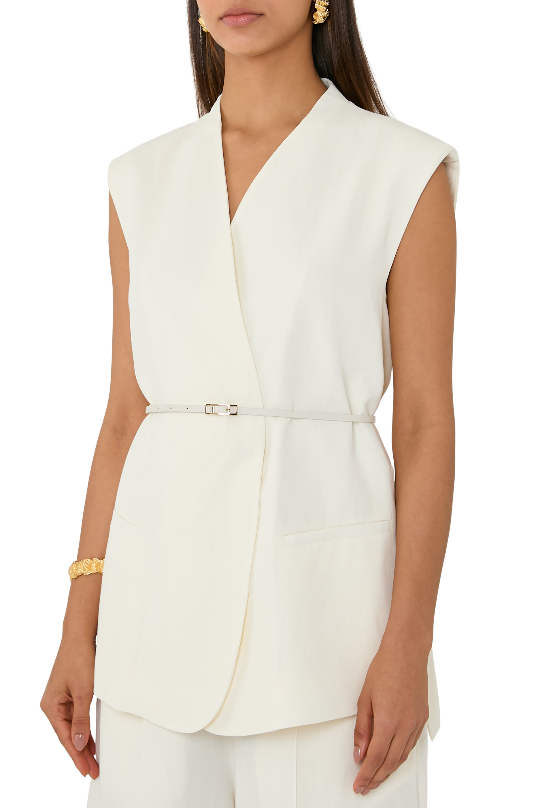  Double- Breasted Sleeveless Waistcoat