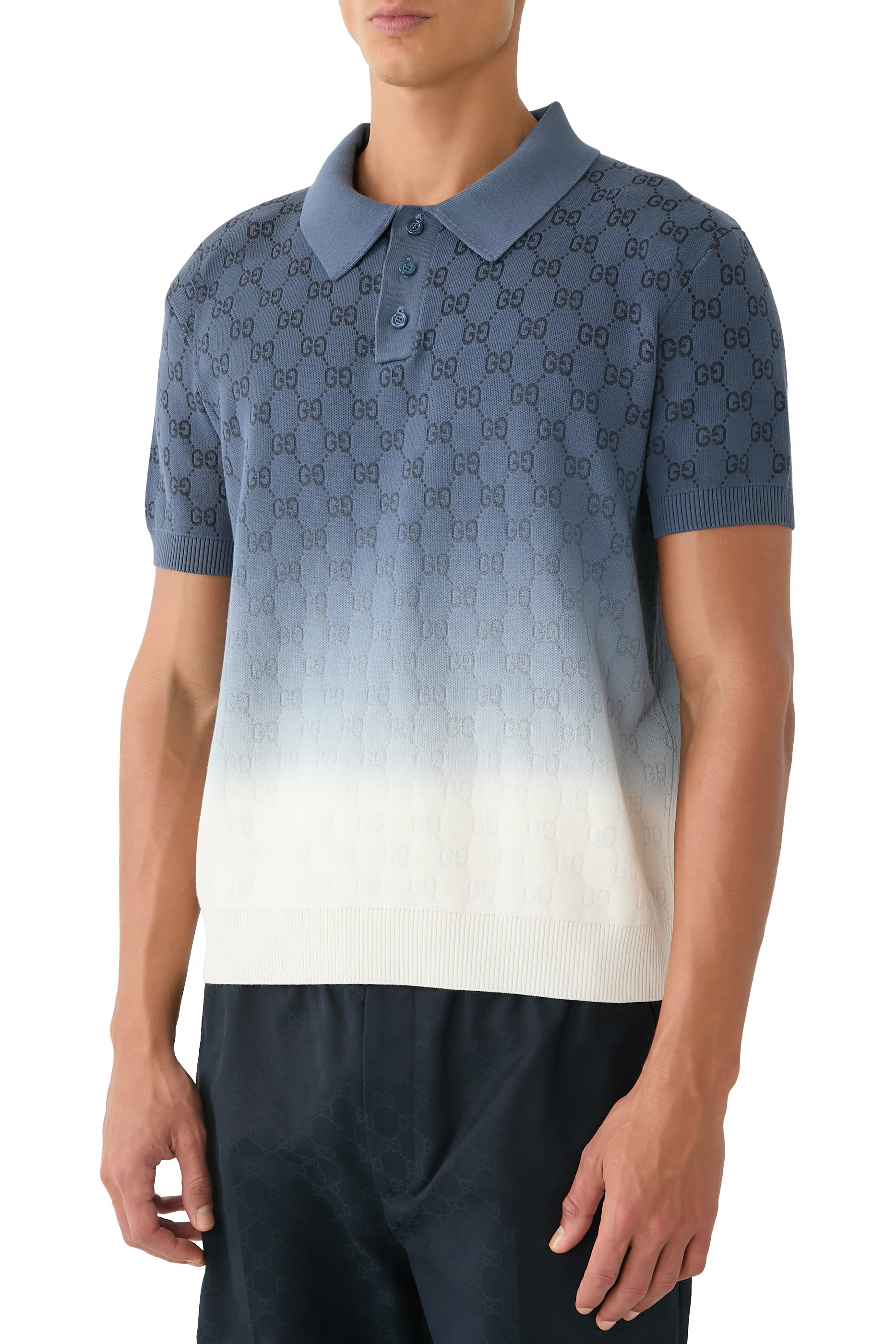 GG Cotton Knit Jacquard Polo Shirt