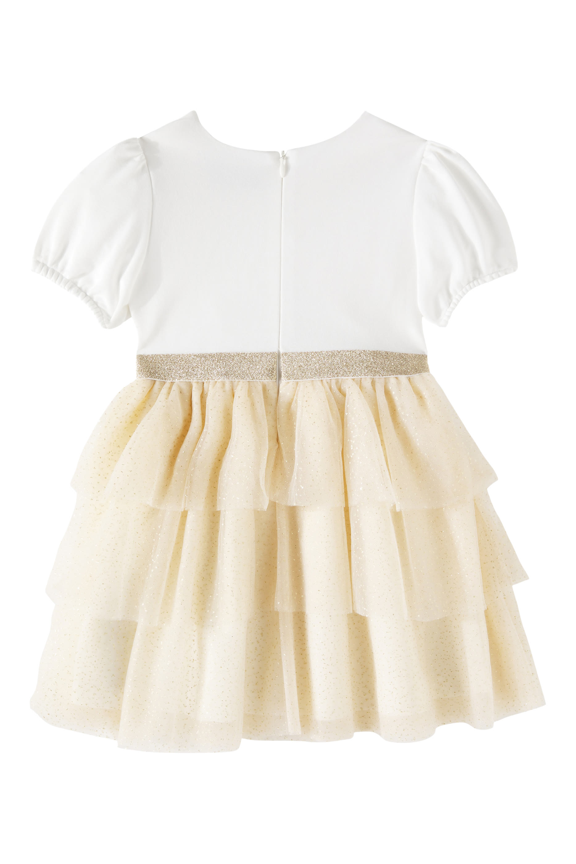 Kids Teddy Bear-Print Ruffle Dress