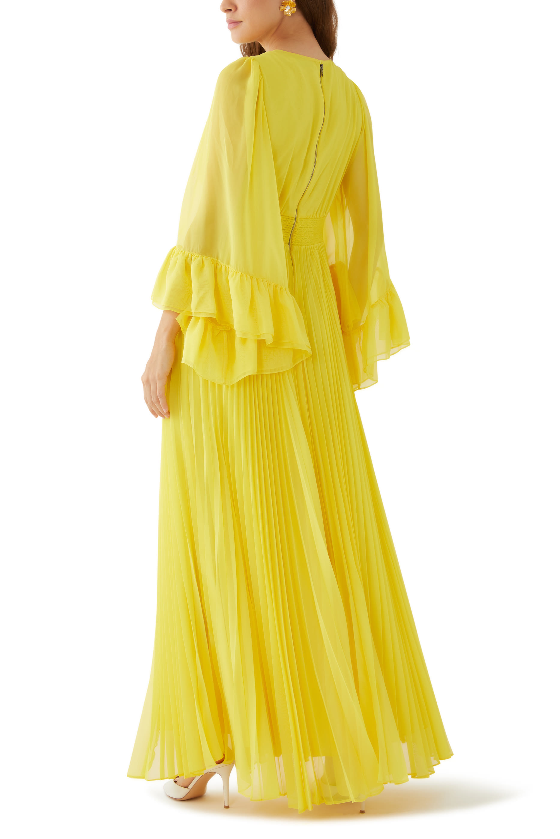 Selene Deep V Pleated Maxi Dress