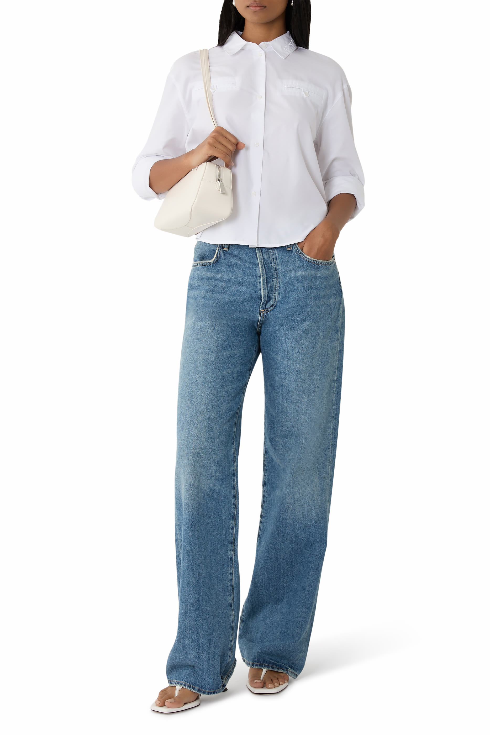 Cotton Blend Crop Shirt