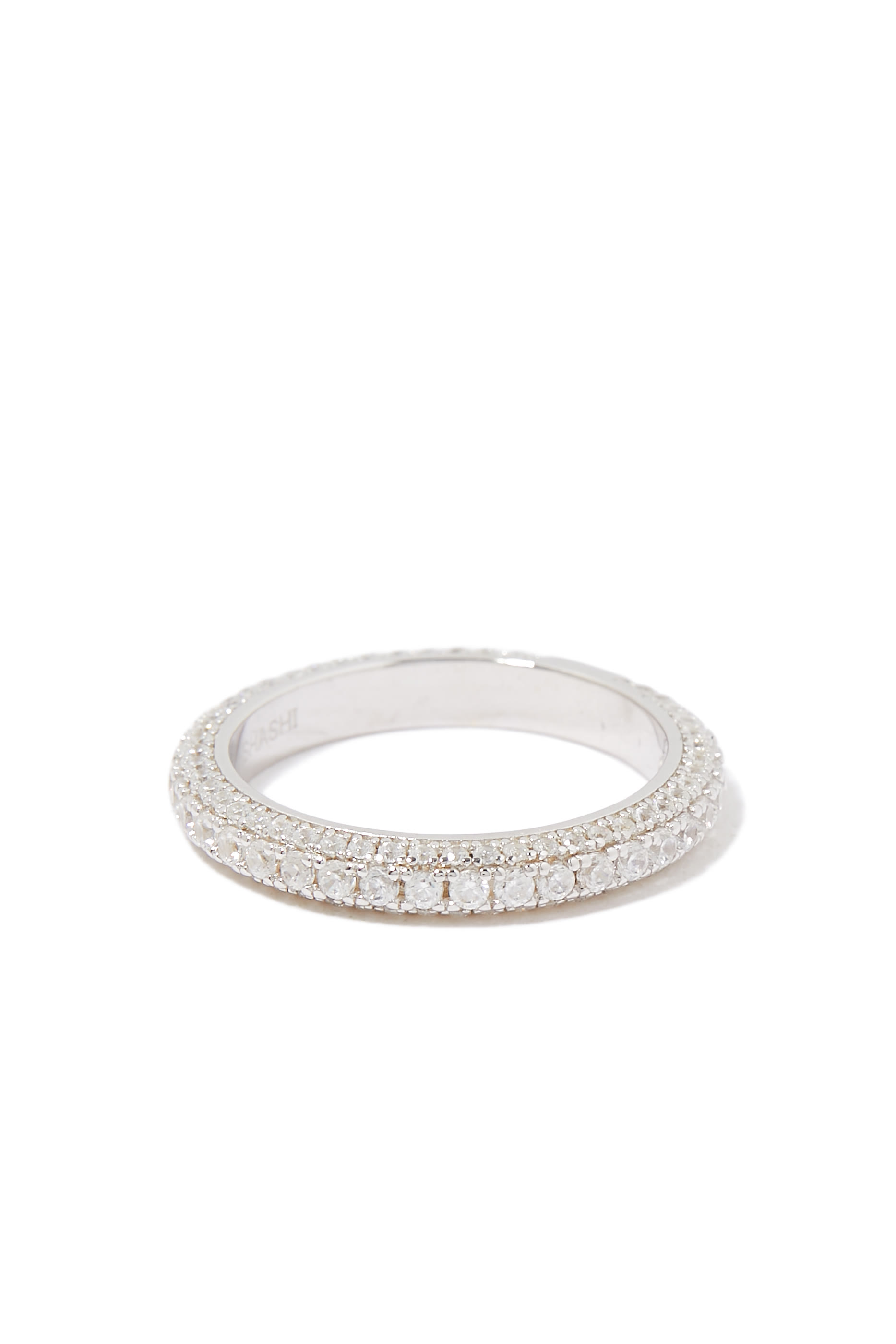 Tennis Diamond Ring, Sterling Silver with Cubic Zirconia & AAAA+