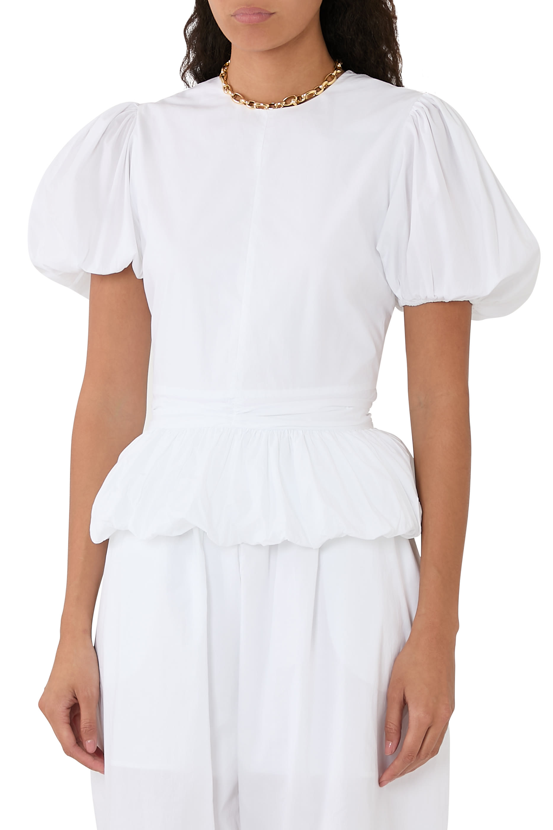 Alix Peplum Cotton Poplin Top 