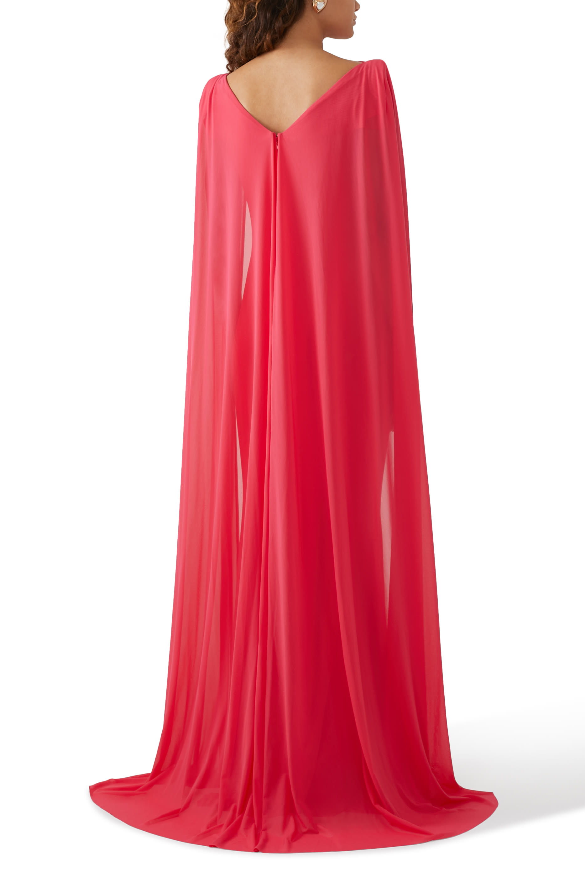  Cape Sleeves Long Dress