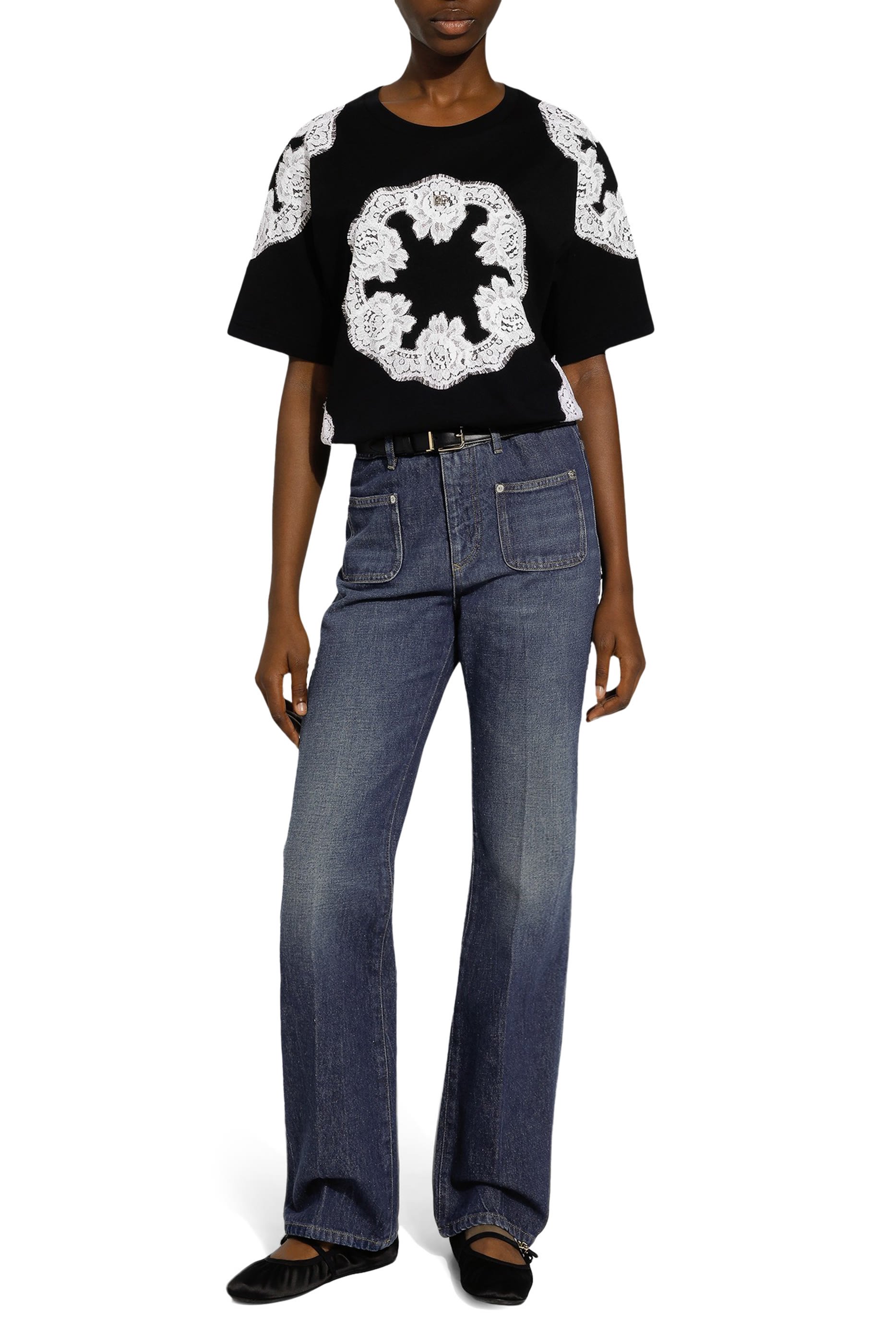 Logo & Lace Jersey T-Shirt