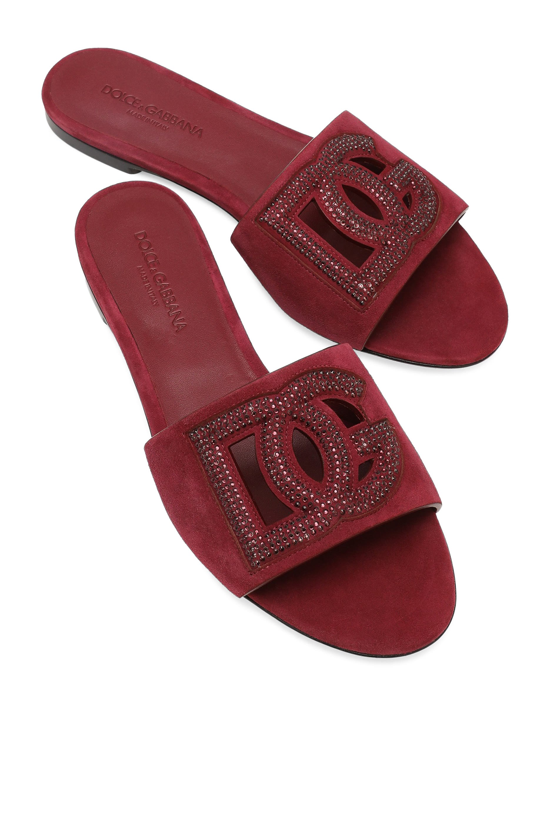 DG Logo Suede & Rhinestone Slippers
