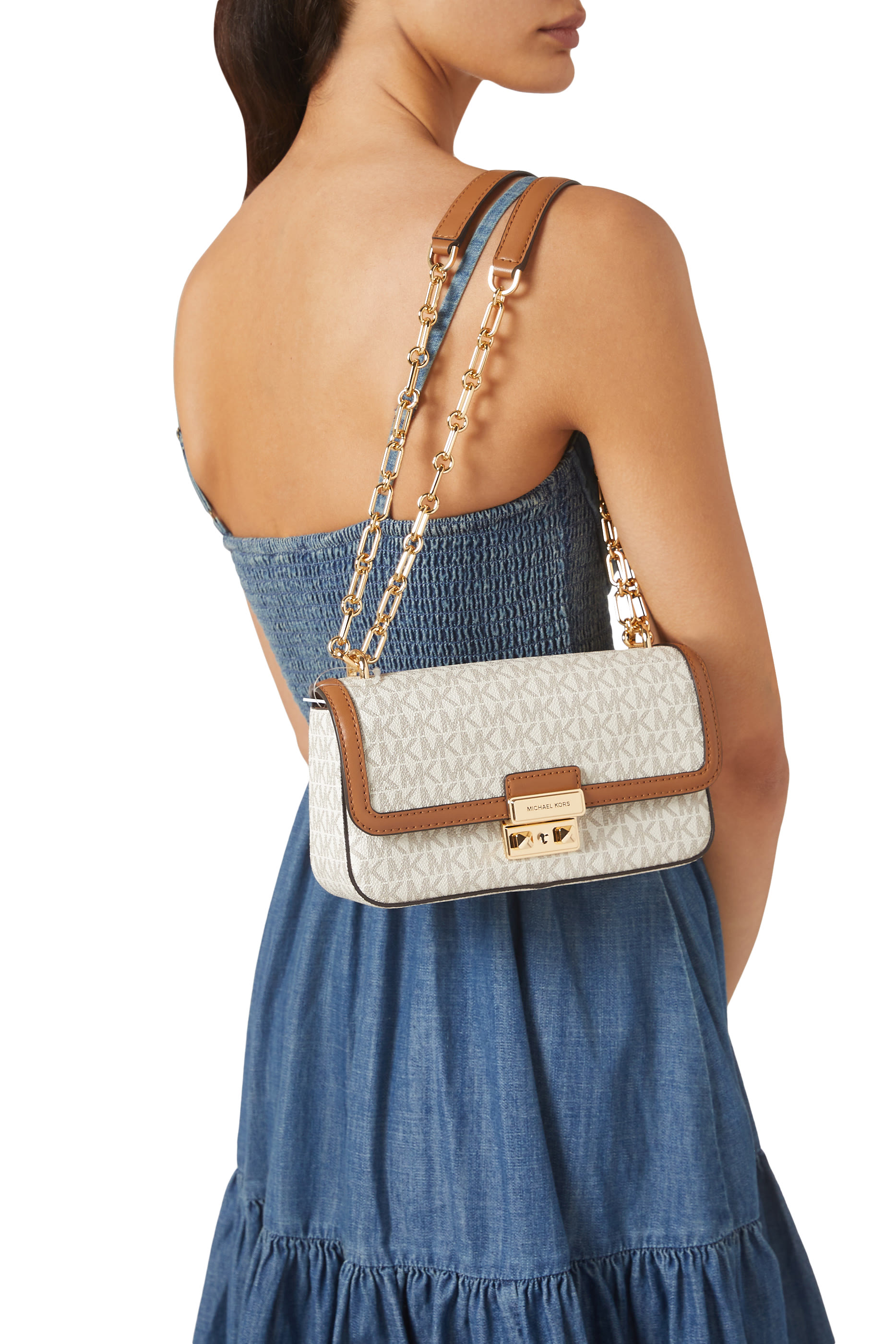 Tribeca Large Signature Logo Convertible Crossbody Bag